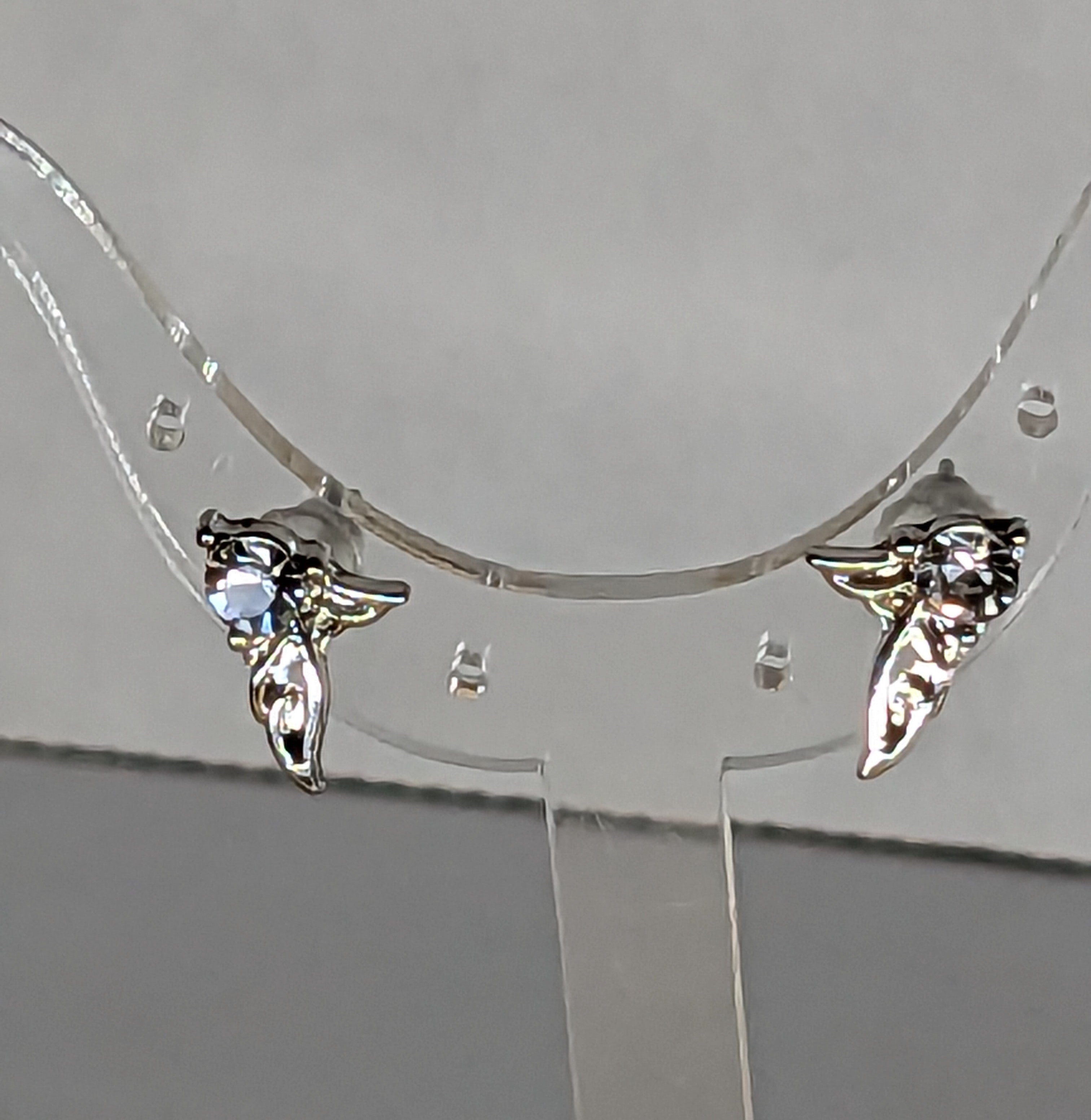 Angel WIng Stud Fashion Earrings with CZ Accent