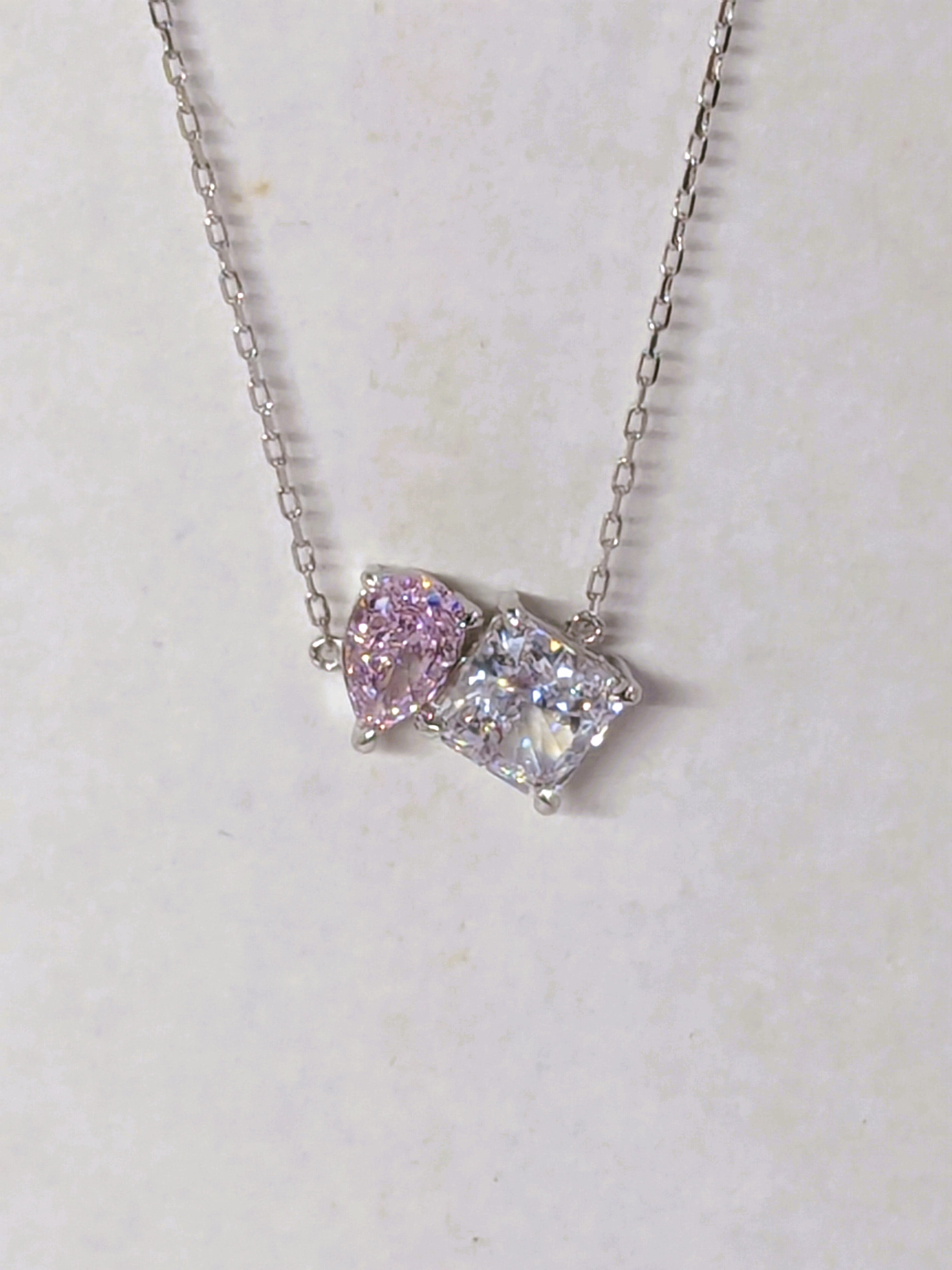 Lab Grown Double Stone High Carbon Diamond Necklace 8.55ct