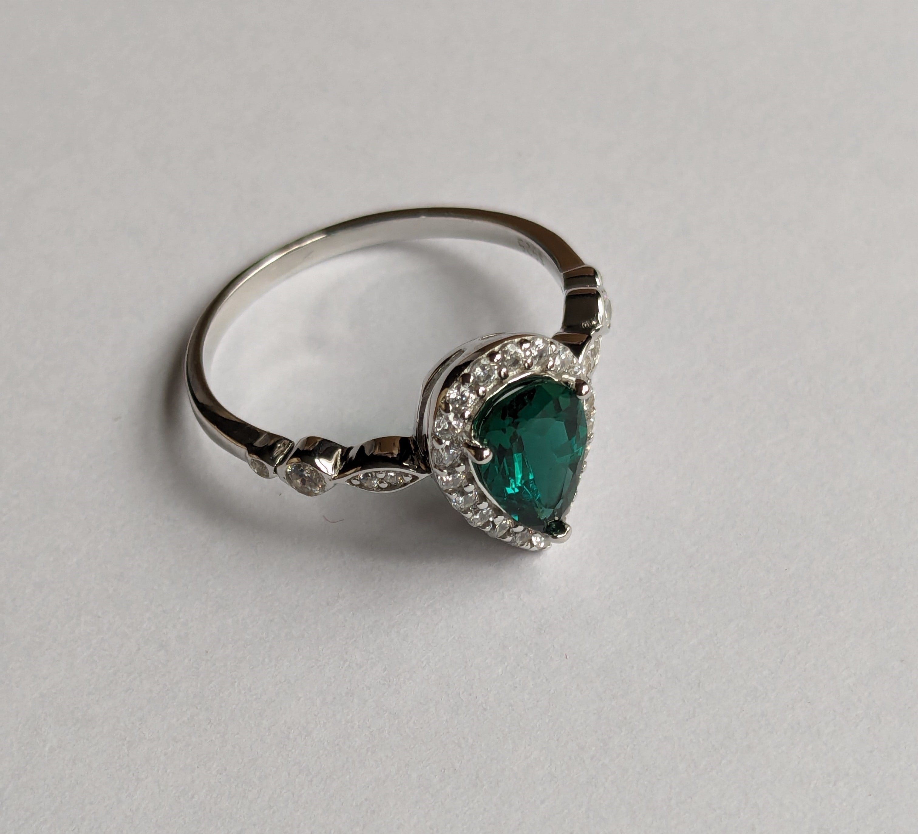 Emerald Ring with Halo