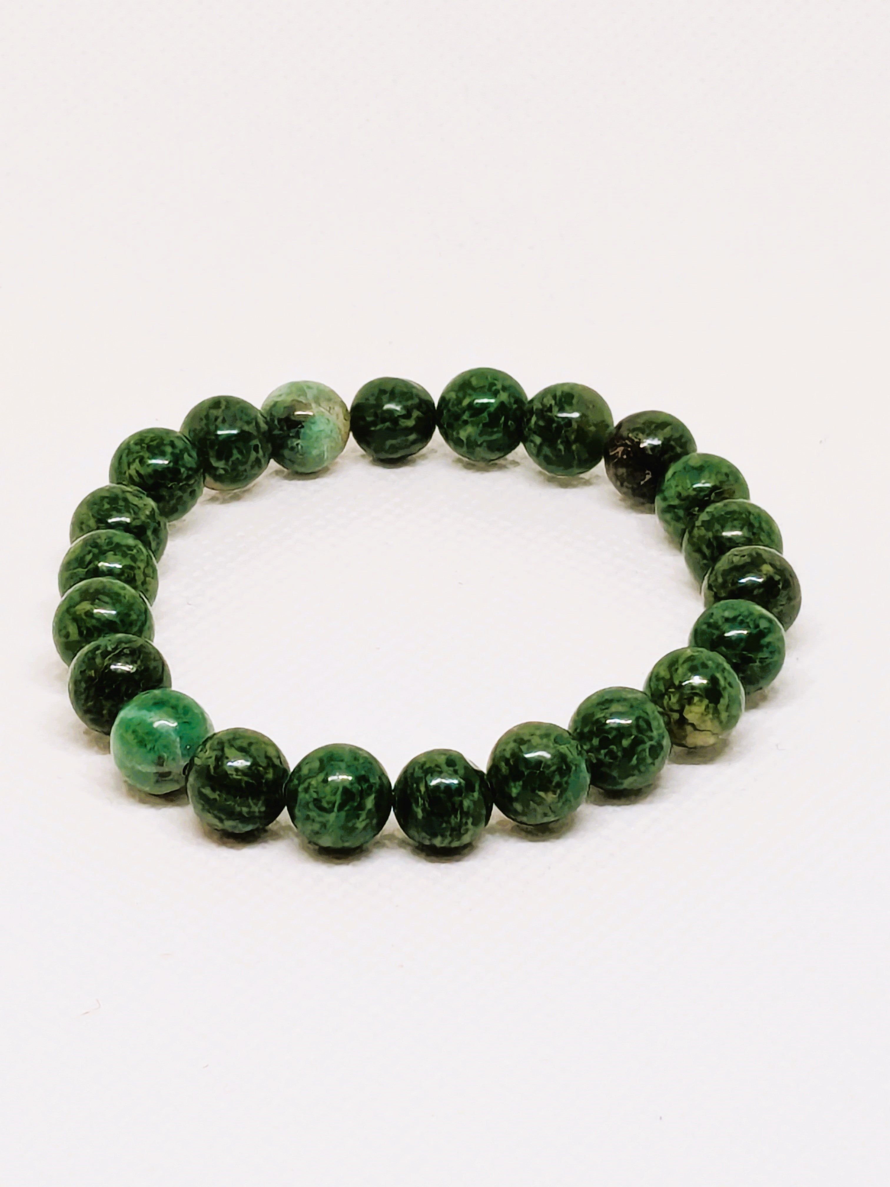 Authentic Raw Polished African Jade Stretch Bracelet - 8mm Beads, 91.3cttw
