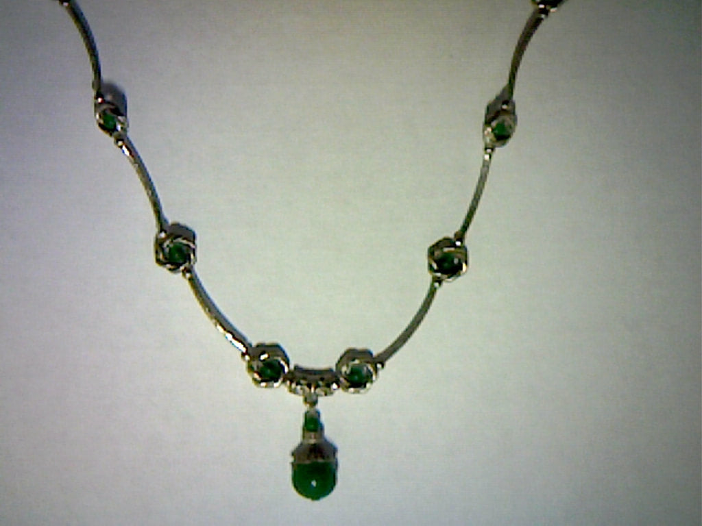 BOHO Natural Green Jade Love Knot Necklace with Drop 33ctw