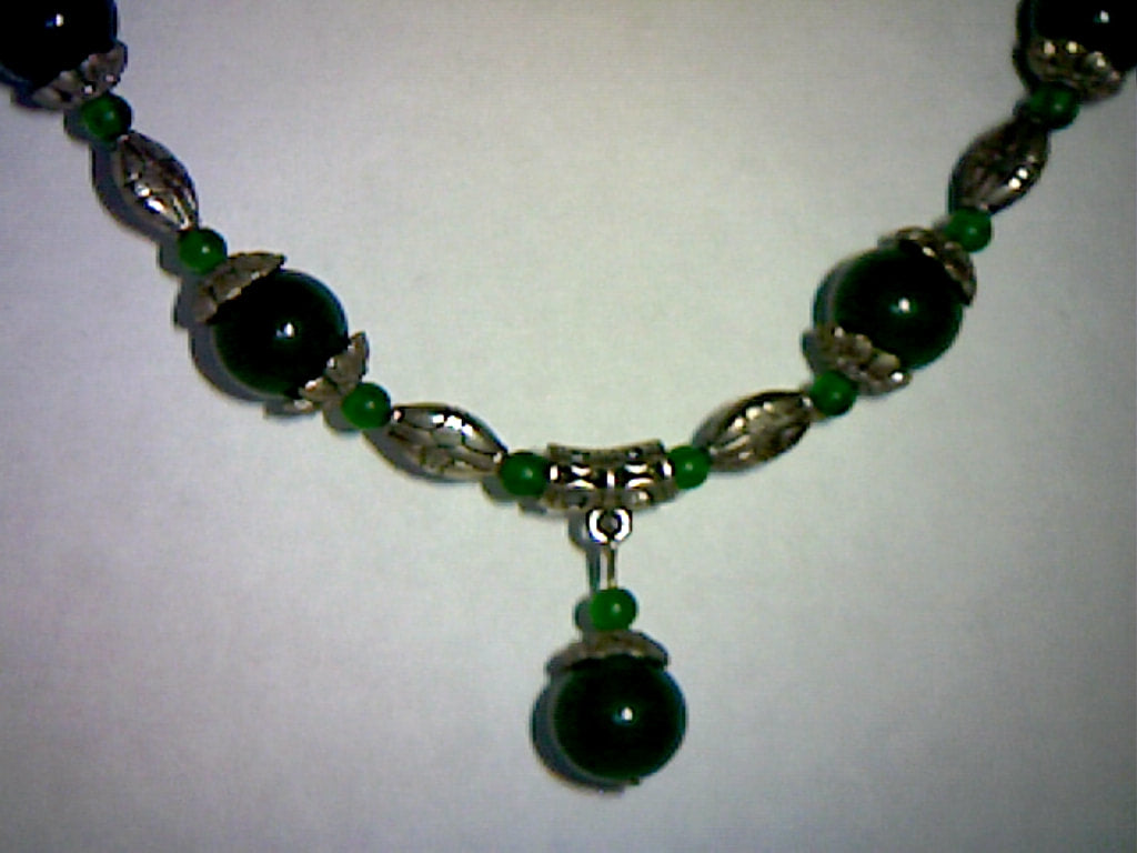 BOHO Natural Green Jade Necklace with Green Jade Drop 27ct