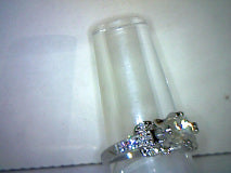 Antique White Emerald Cut Moissanite Ring 7mmx6mm/1.5ct