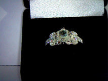 Antique White Emerald Cut Moissanite Ring 7mmx6mm/1.5ct