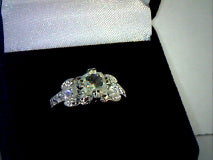 Antique White Emerald Cut Moissanite Ring 7mmx6mm/1.5ct