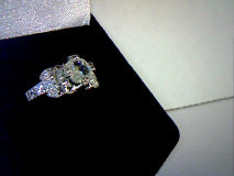 Antique White Emerald Cut Moissanite Ring 7mmx6mm/1.5ct