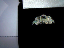 Antique White Emerald Cut Moissanite Ring 7mmx6mm/1.5ct