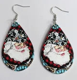 Christmas Holiday Earrings - Red hat Gnome, Plaid hat Gnome, Santa Winking, Cowboy Santa