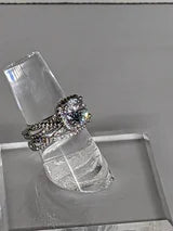 Brides Two Piece Wedding Ring Set, Silver, 3.46ct