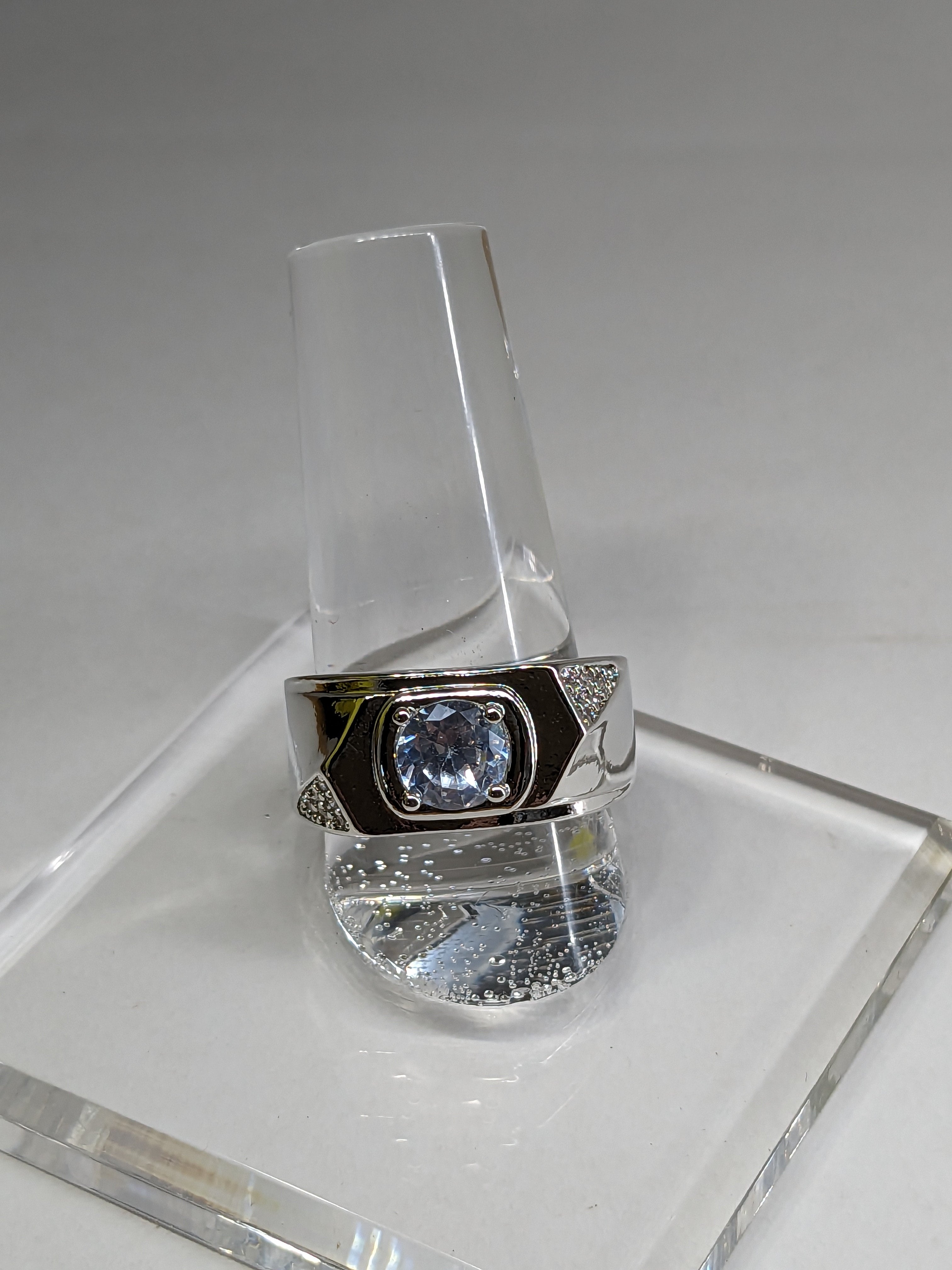 Moissanite Mens Adjustable Sterling Silver