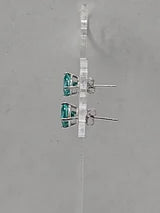 Blue Paraiba Tourmaline aka Deep Teal aka Turquoise Ascher Cut Stud Earrings