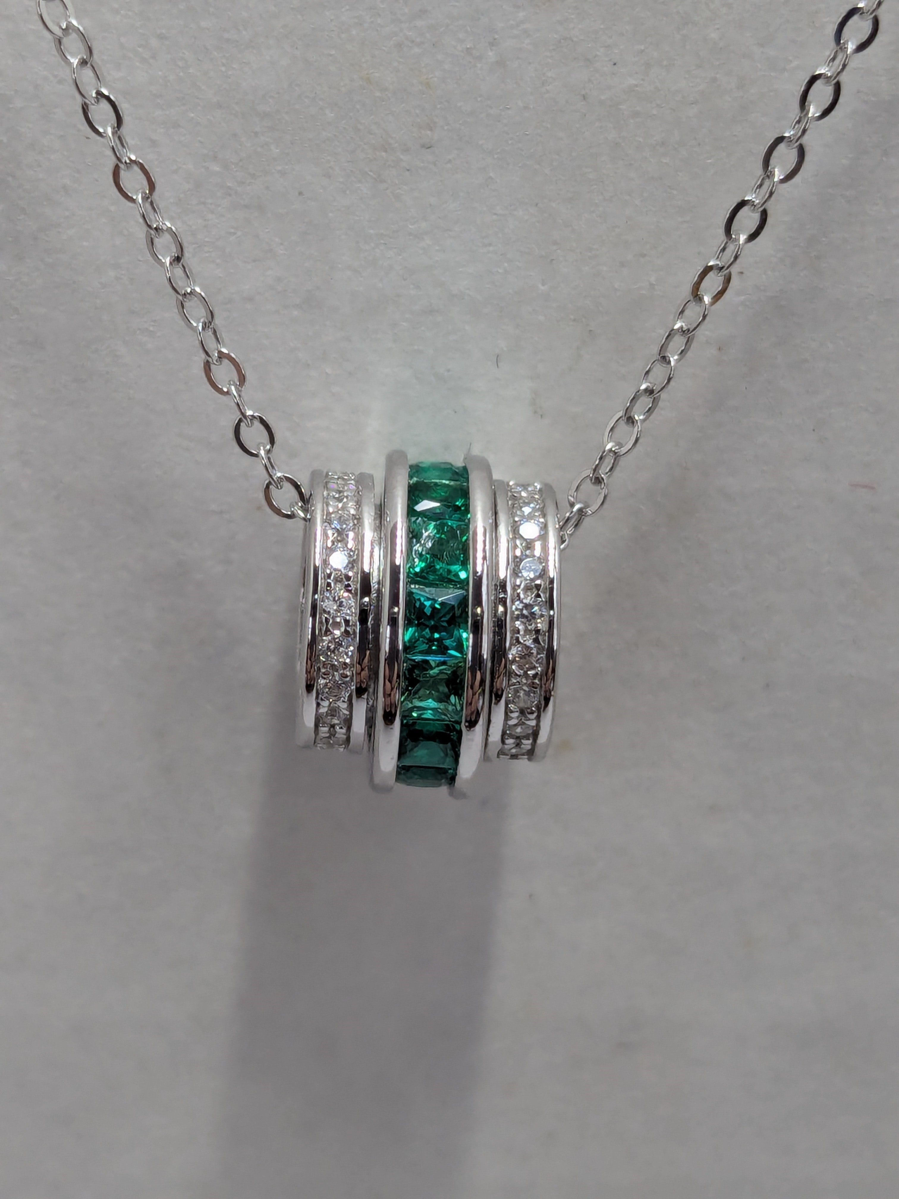8.55ct Channel Set Emerald Charm Necklace
