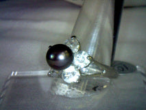 Black Freshwater Pearl Ring 11mm 8ct Sterling