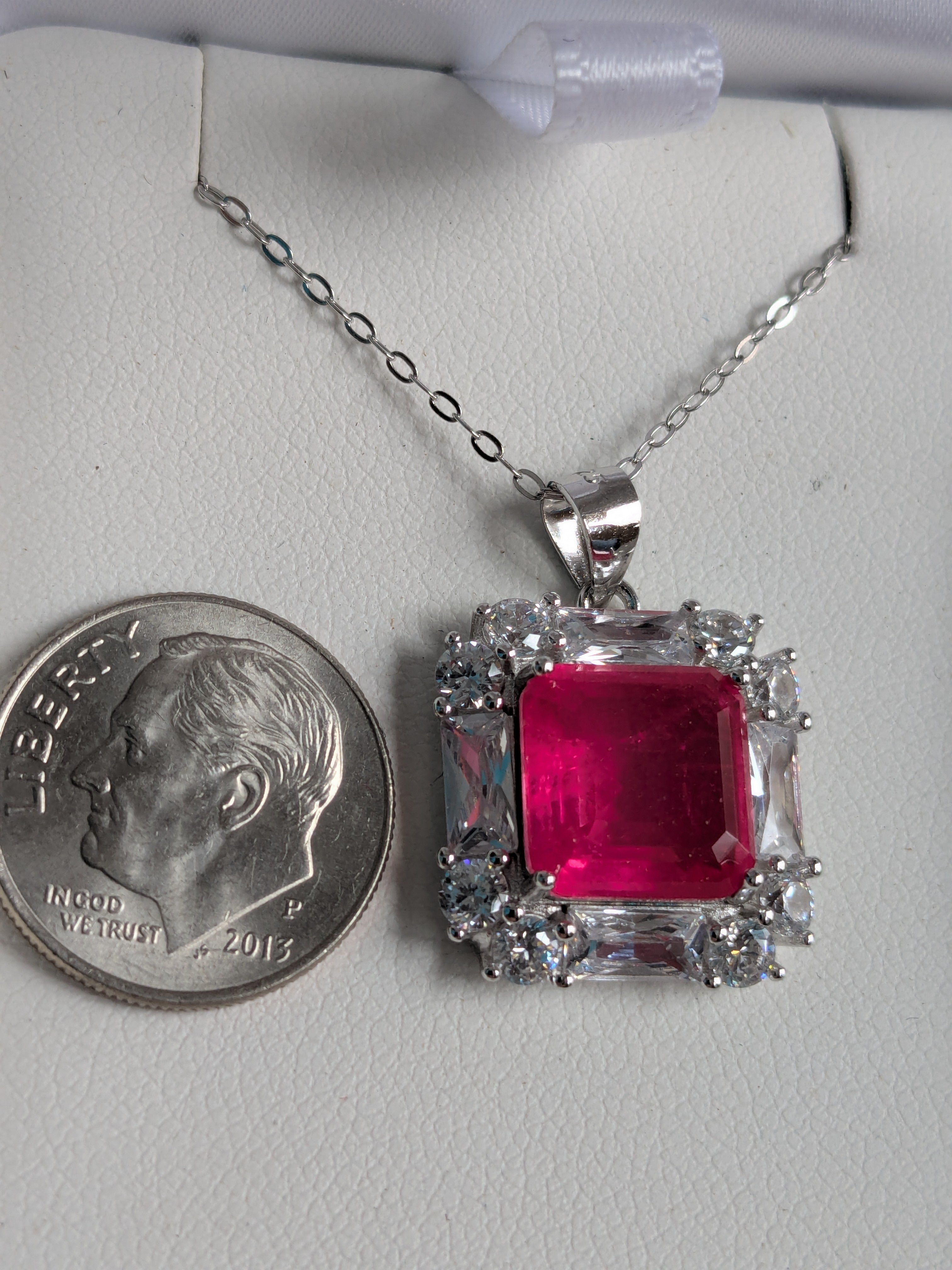 Natural Pink Tourmaline Necklace with Zircon Accents 6.3CTTW