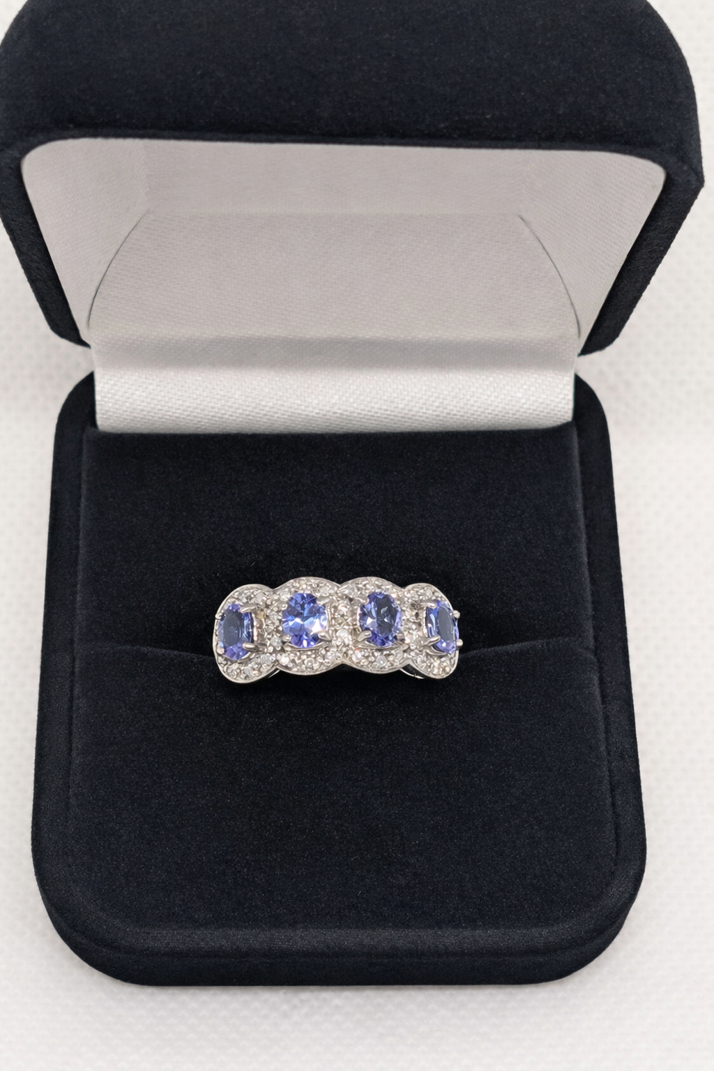 1.11 Carat Natural Tanzanite & Diamond Anniversary Ring