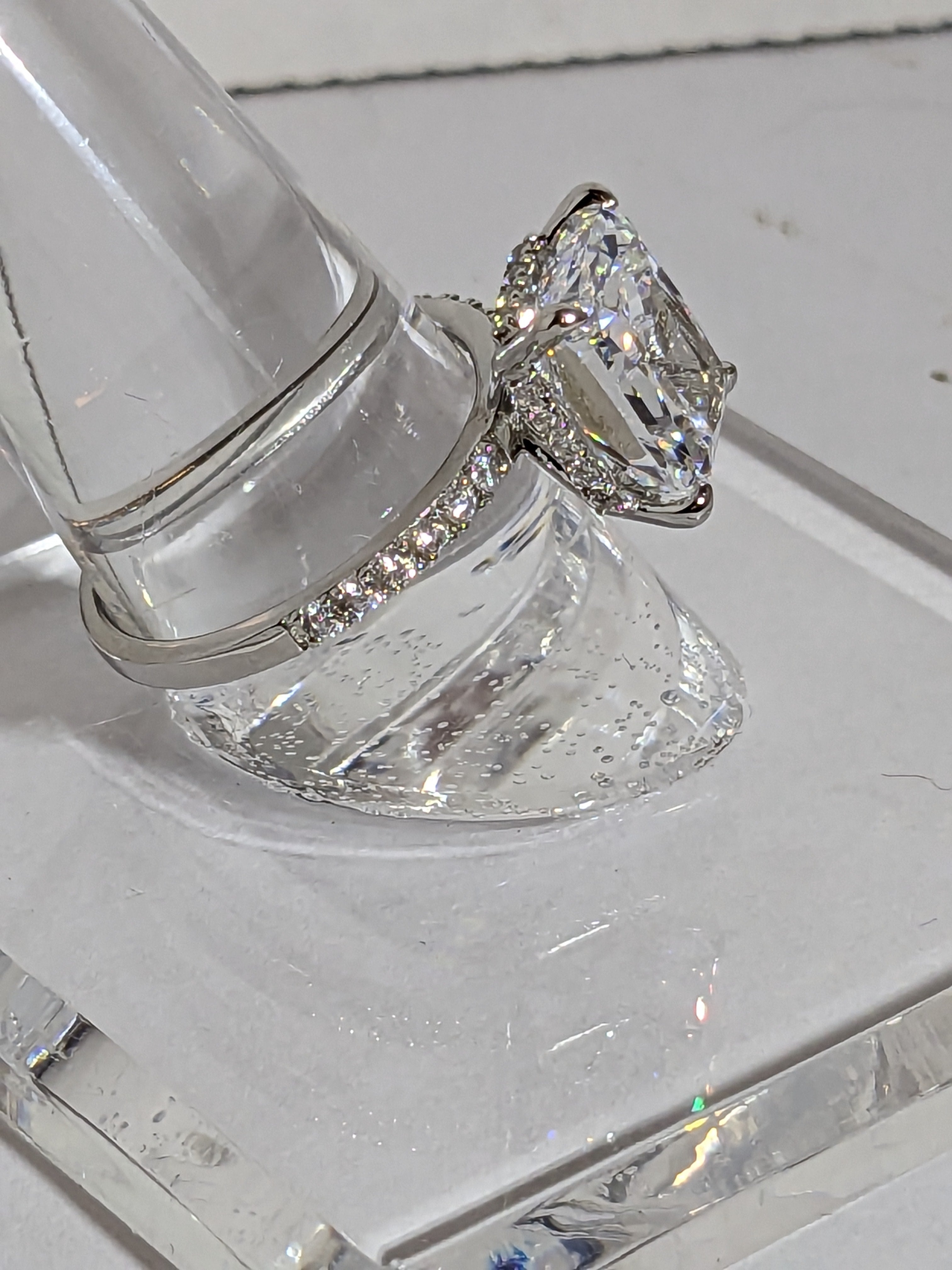 Lab grown Princess Cut High Carbon Gemstone Ring 2.3ct size 7