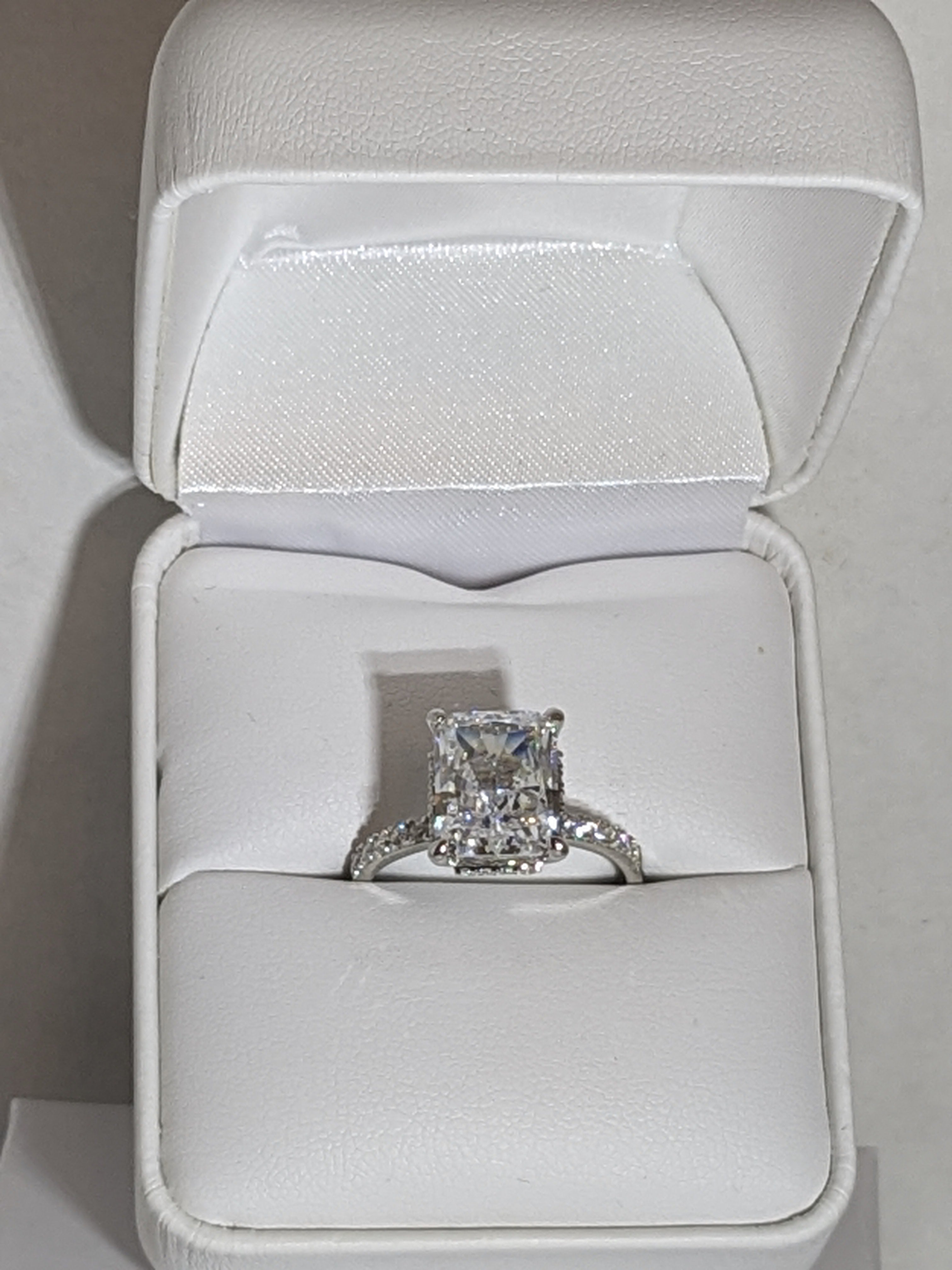 Lab grown Princess Cut High Carbon Gemstone Ring 2.3ct size 7