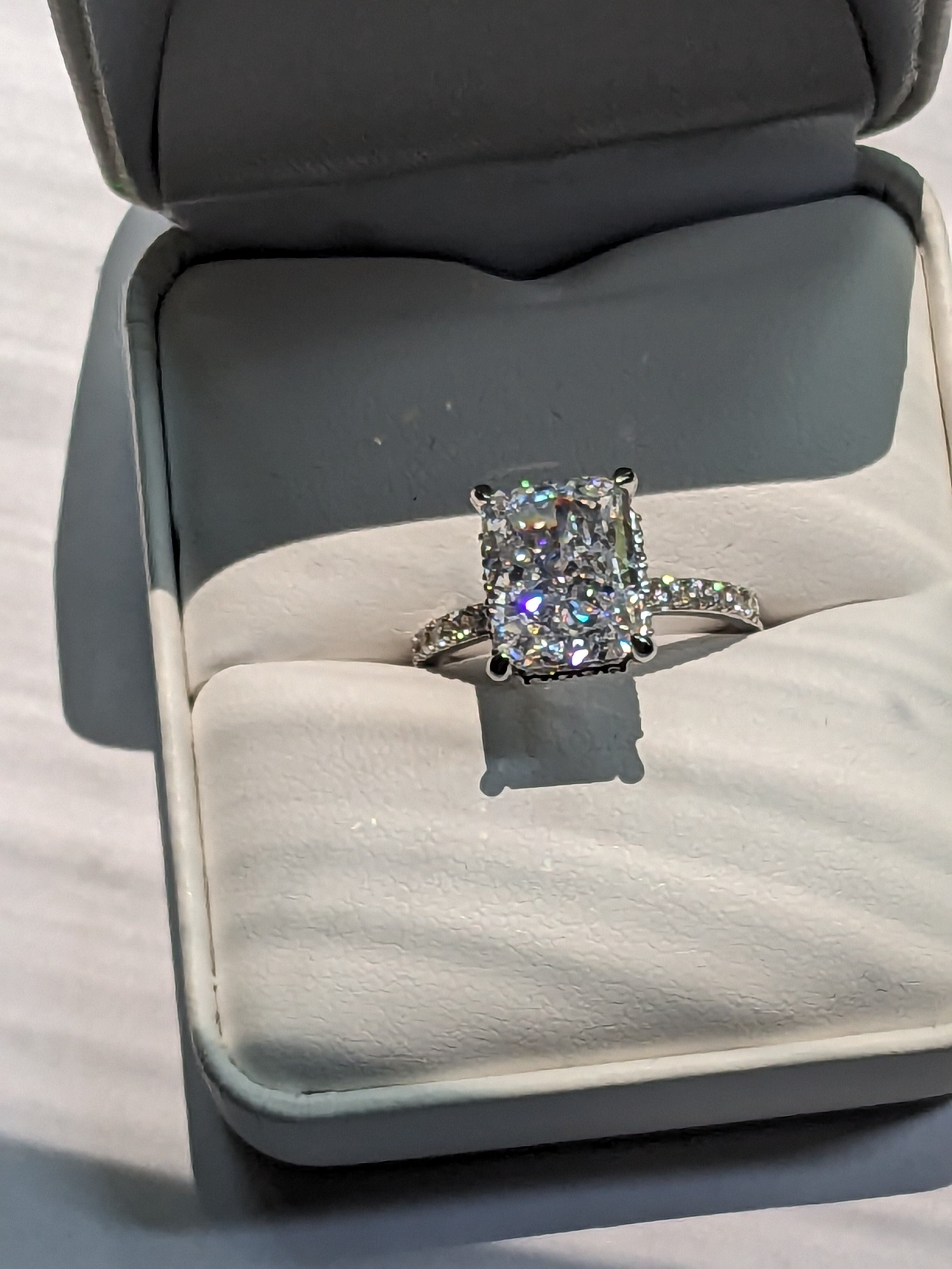 Lab grown Princess Cut High Carbon Gemstone Ring 2.3ct size 7