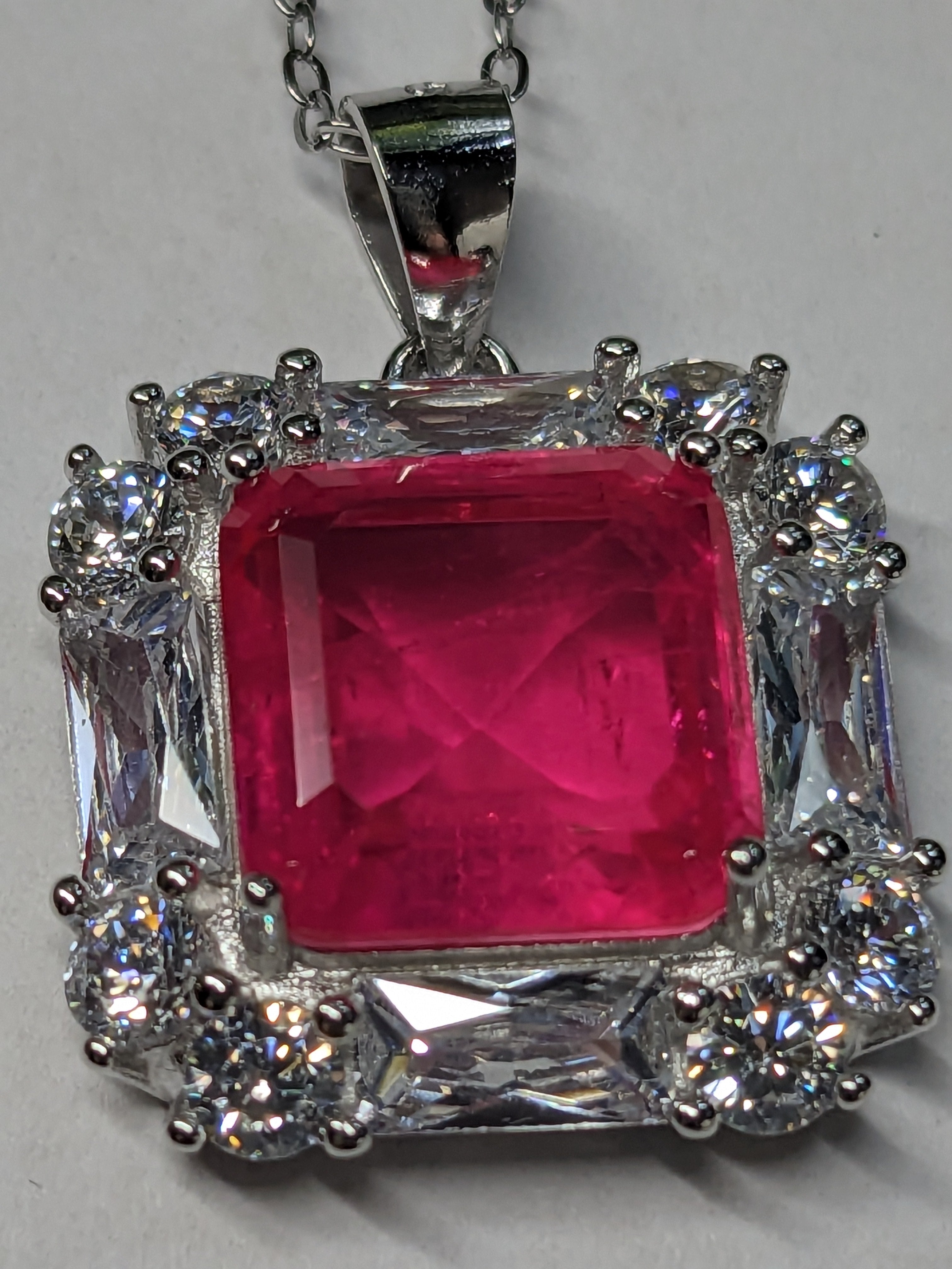 Natural Pink Tourmaline Necklace with Zircon Accents 6.3CTTW