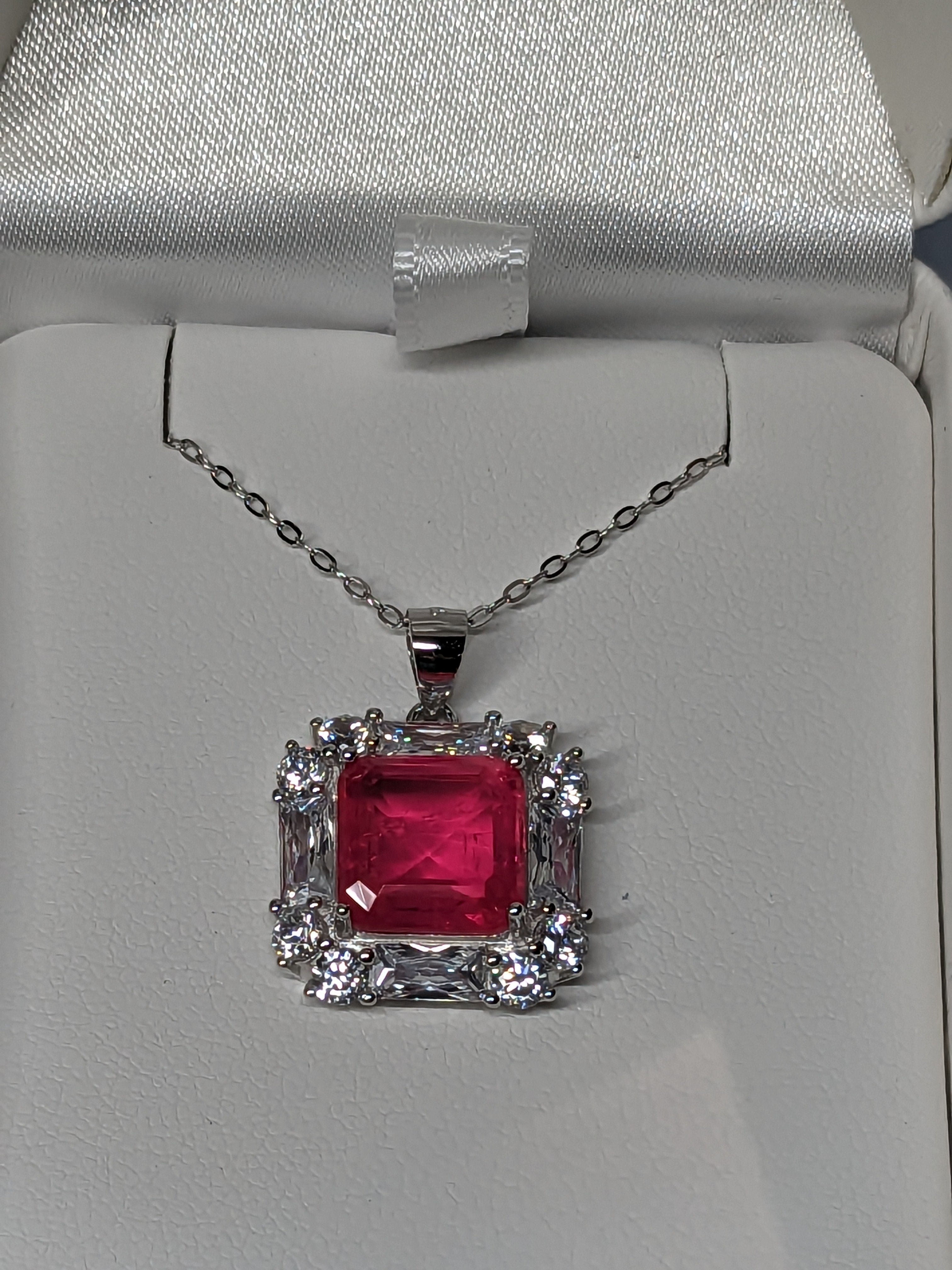 Natural Pink Tourmaline Necklace with Zircon Accents 6.3CTTW