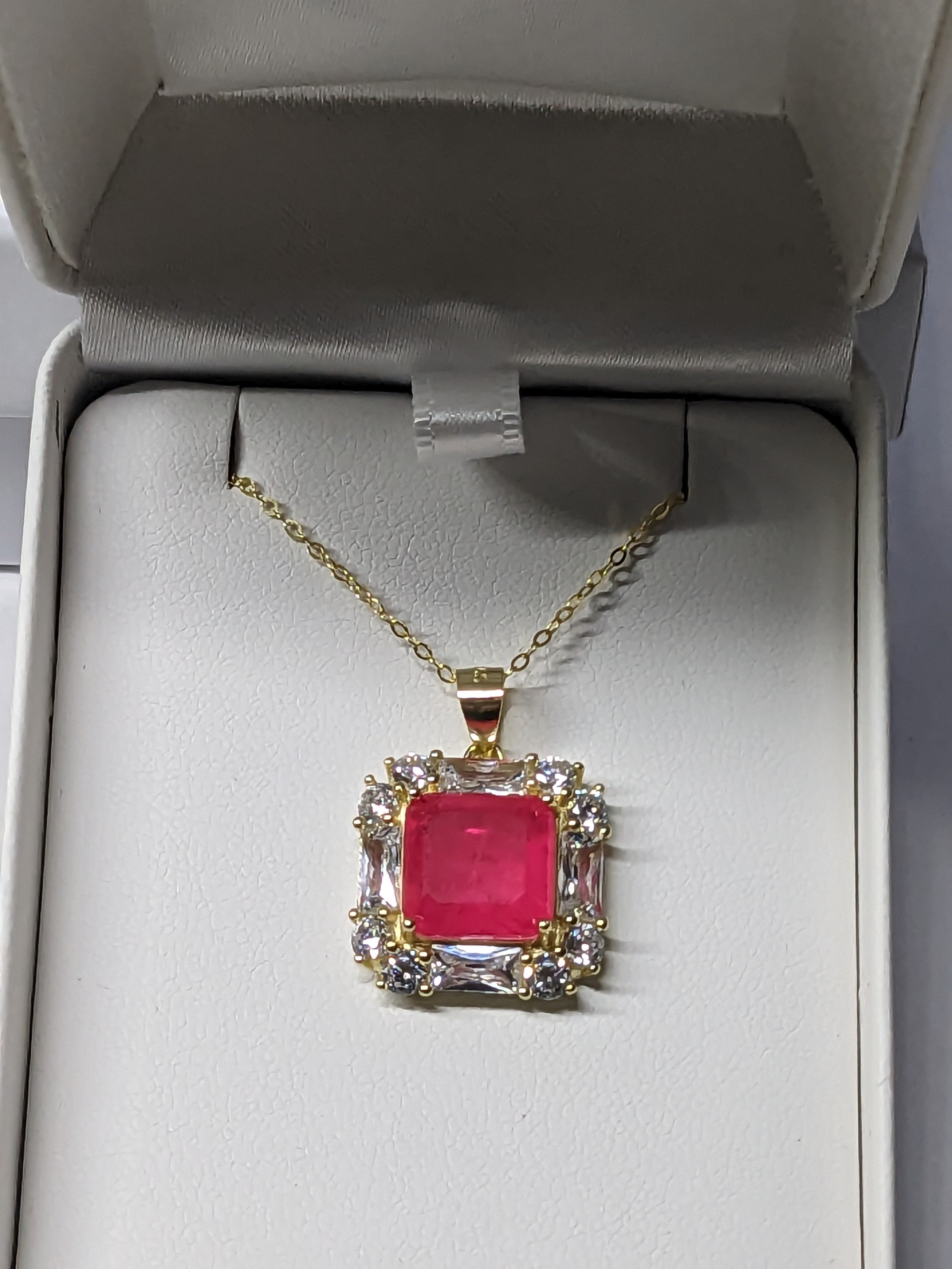 Natural Pink Tourmaline Necklace with Zircon Accents 6.3CTTW