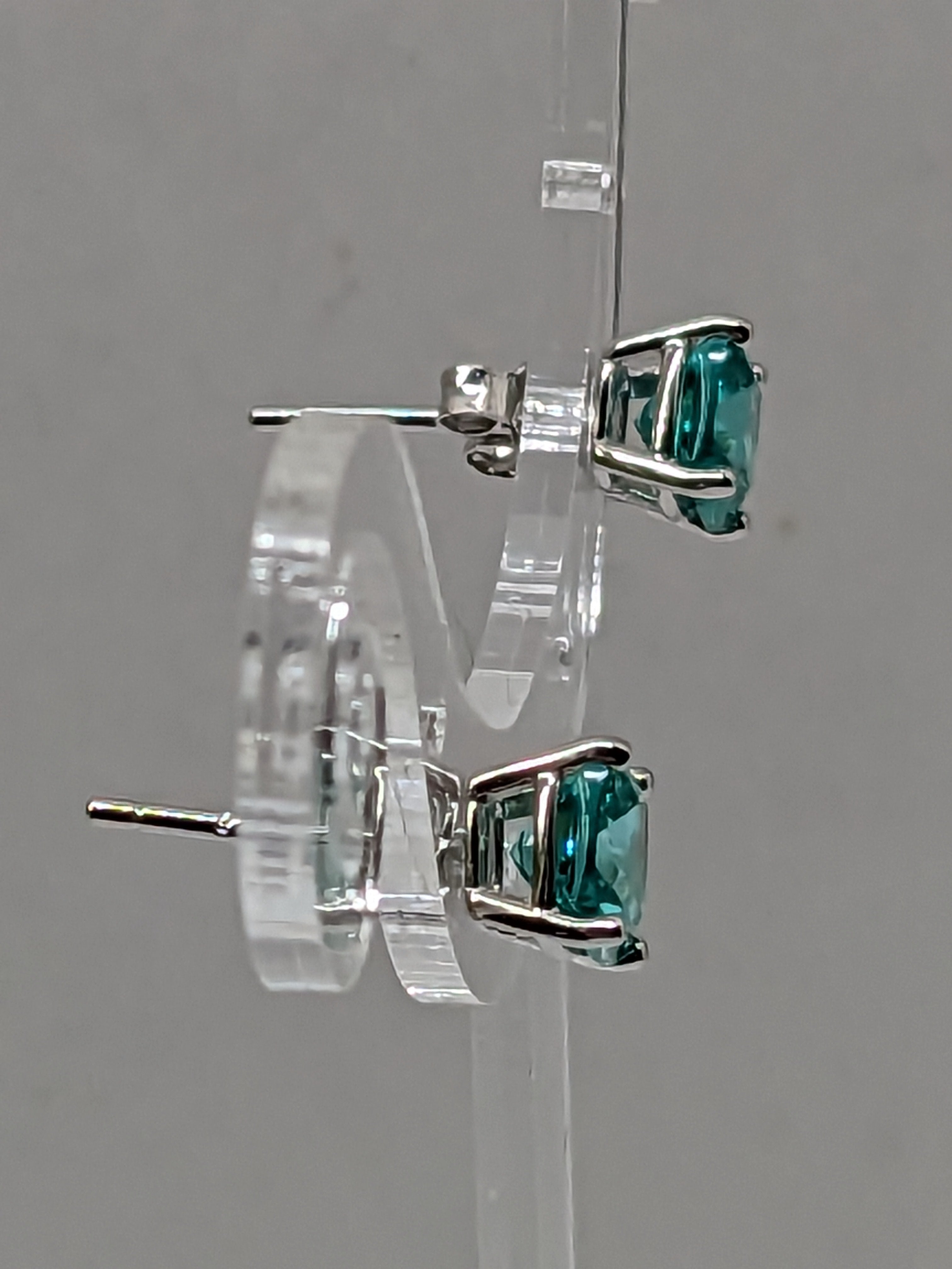 Lab‑grown Paraíba‑color Hydrothermal Quartz Post Earrings