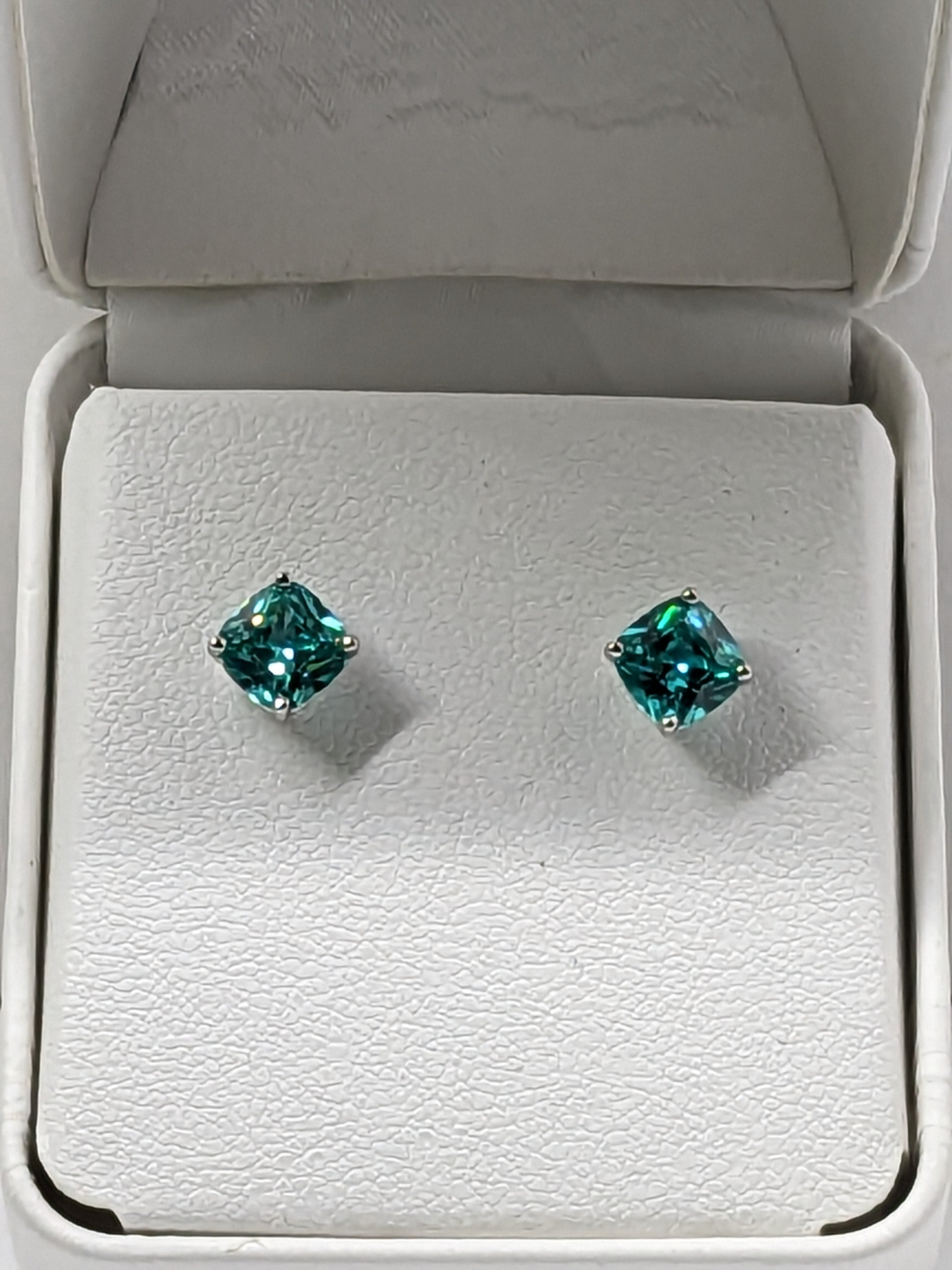 Lab‑grown Paraíba‑color Hydrothermal Quartz Post Earrings