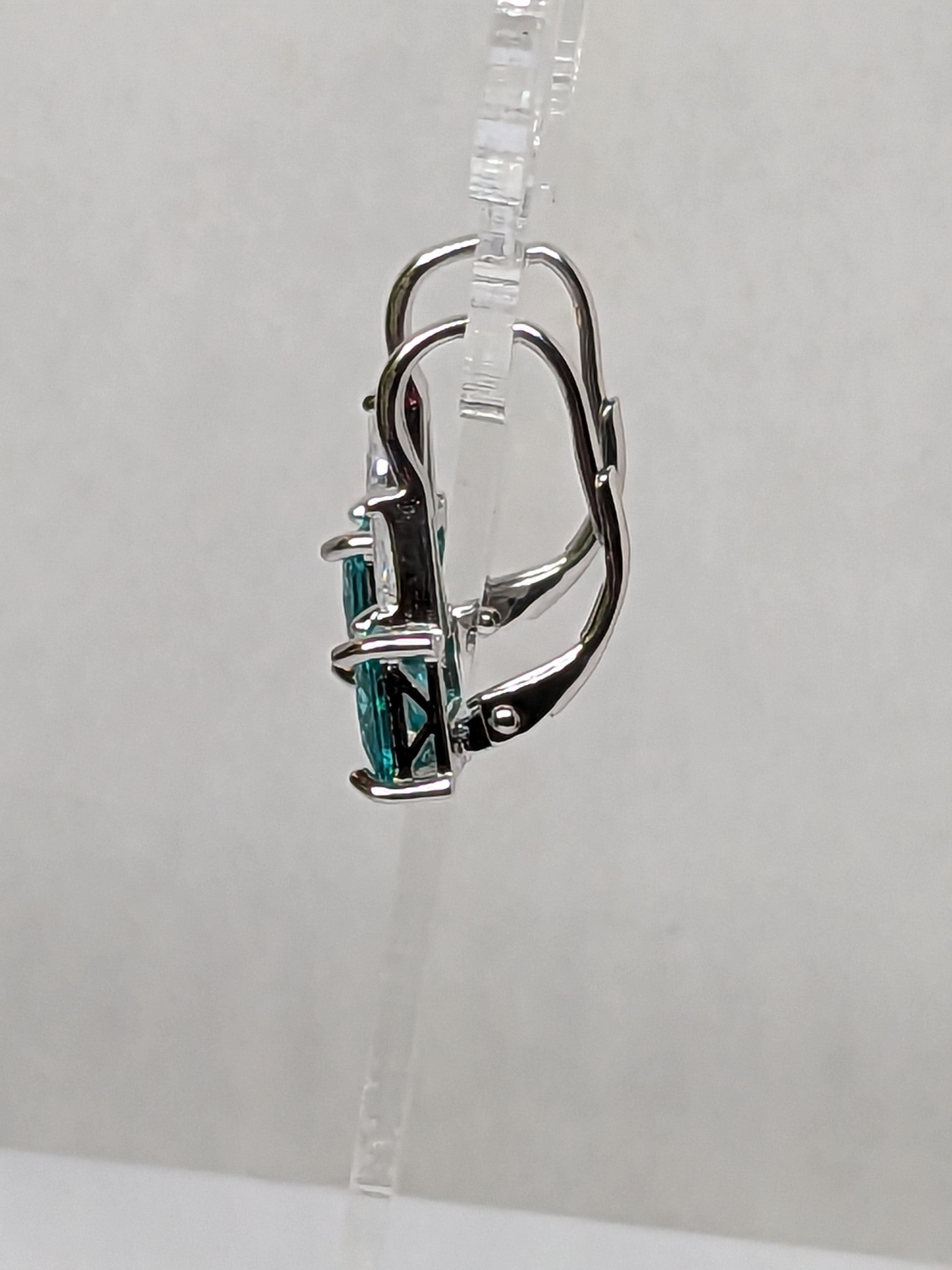 Lab‑grown Paraíba‑color Blue-green Hydrothermal Quartz Leverback Earrings