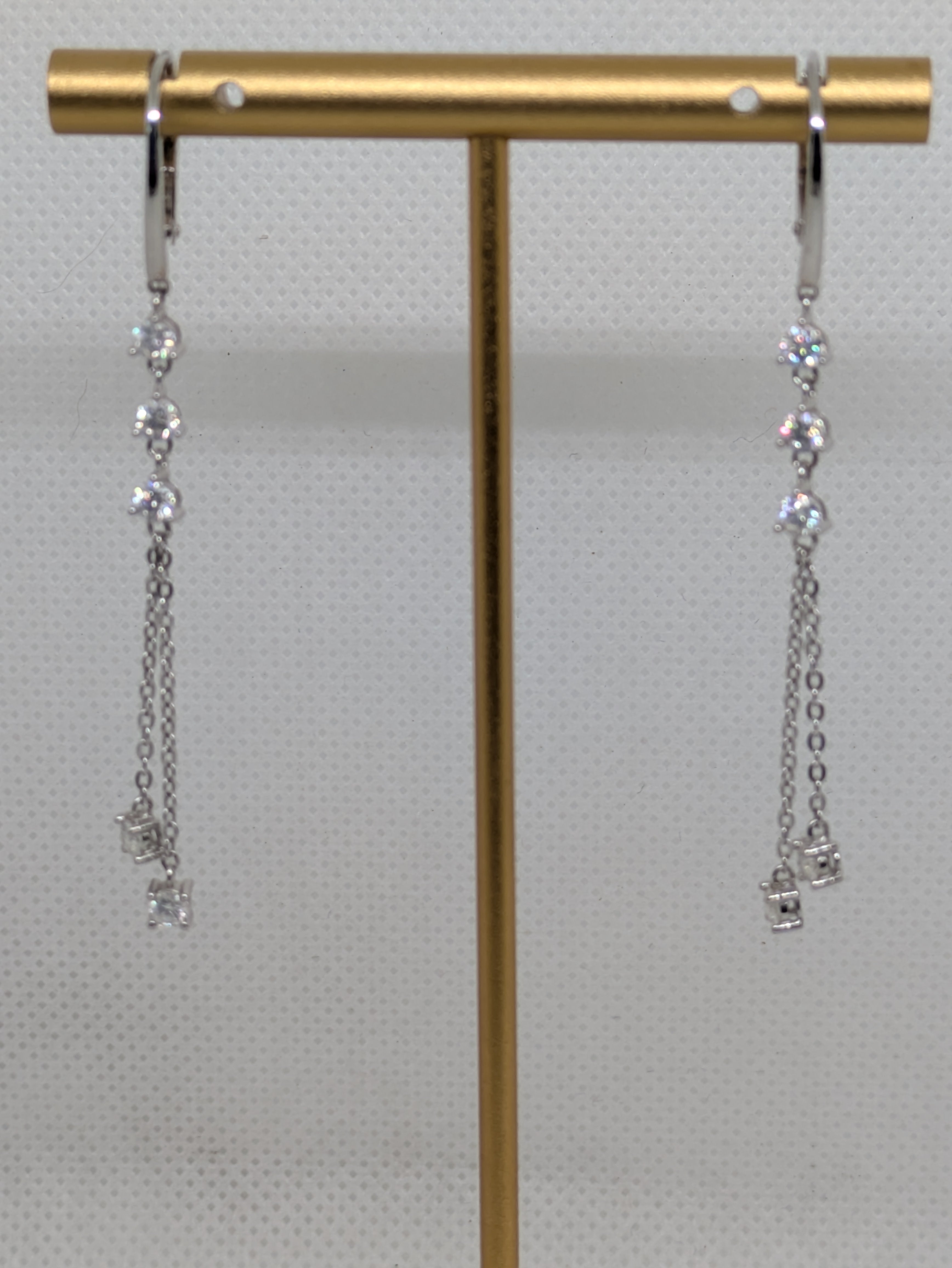 Moissanite Dangle Chain Earrings | D-Color Lever Back | Silver & Gold | 1 CTW