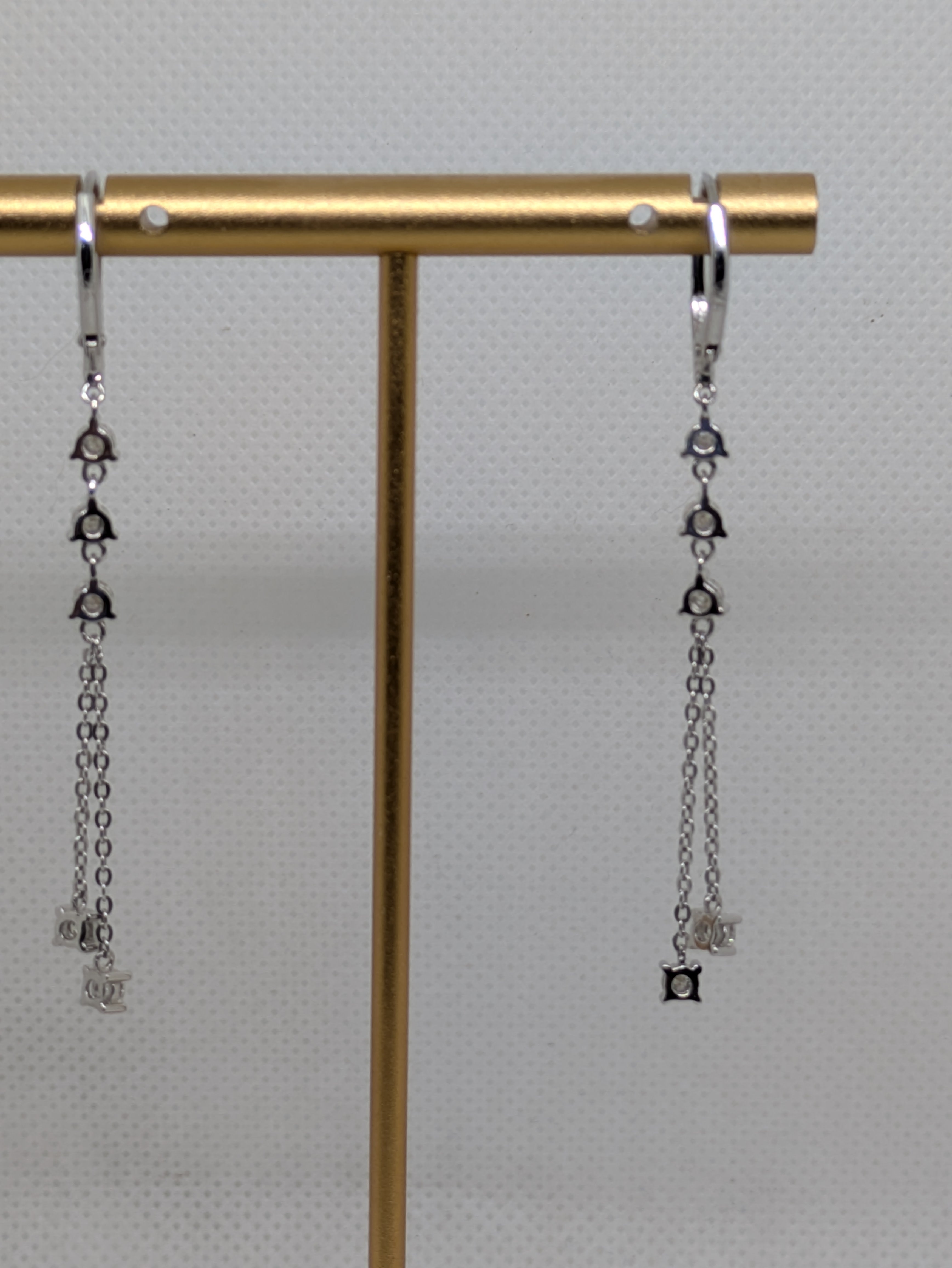 Moissanite Dangle Chain Earrings | D-Color Lever Back | Silver & Gold | 1 CTW