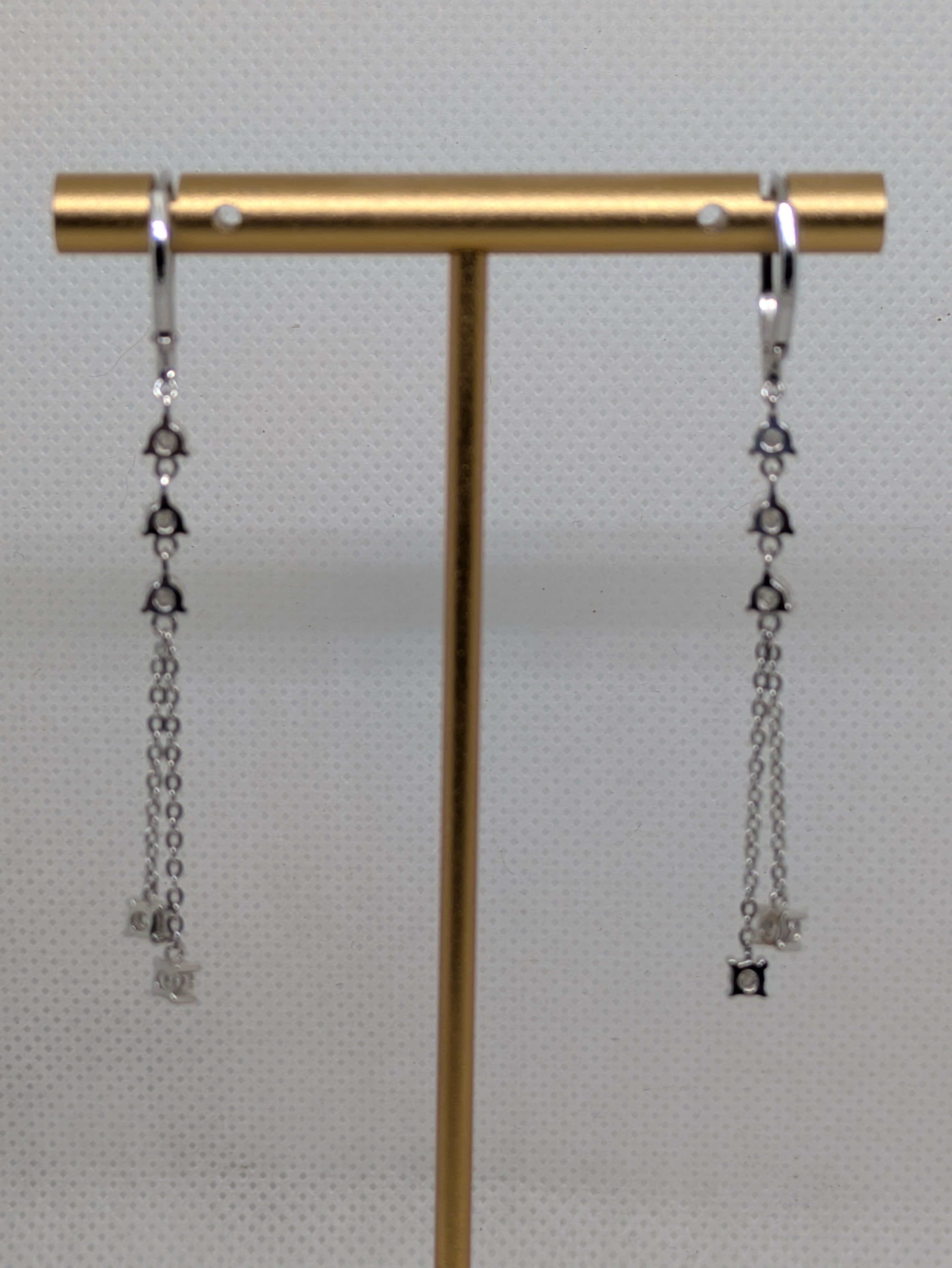 Moissanite Dangle Chain Earrings | D-Color Lever Back | Silver & Gold | 1 CTW