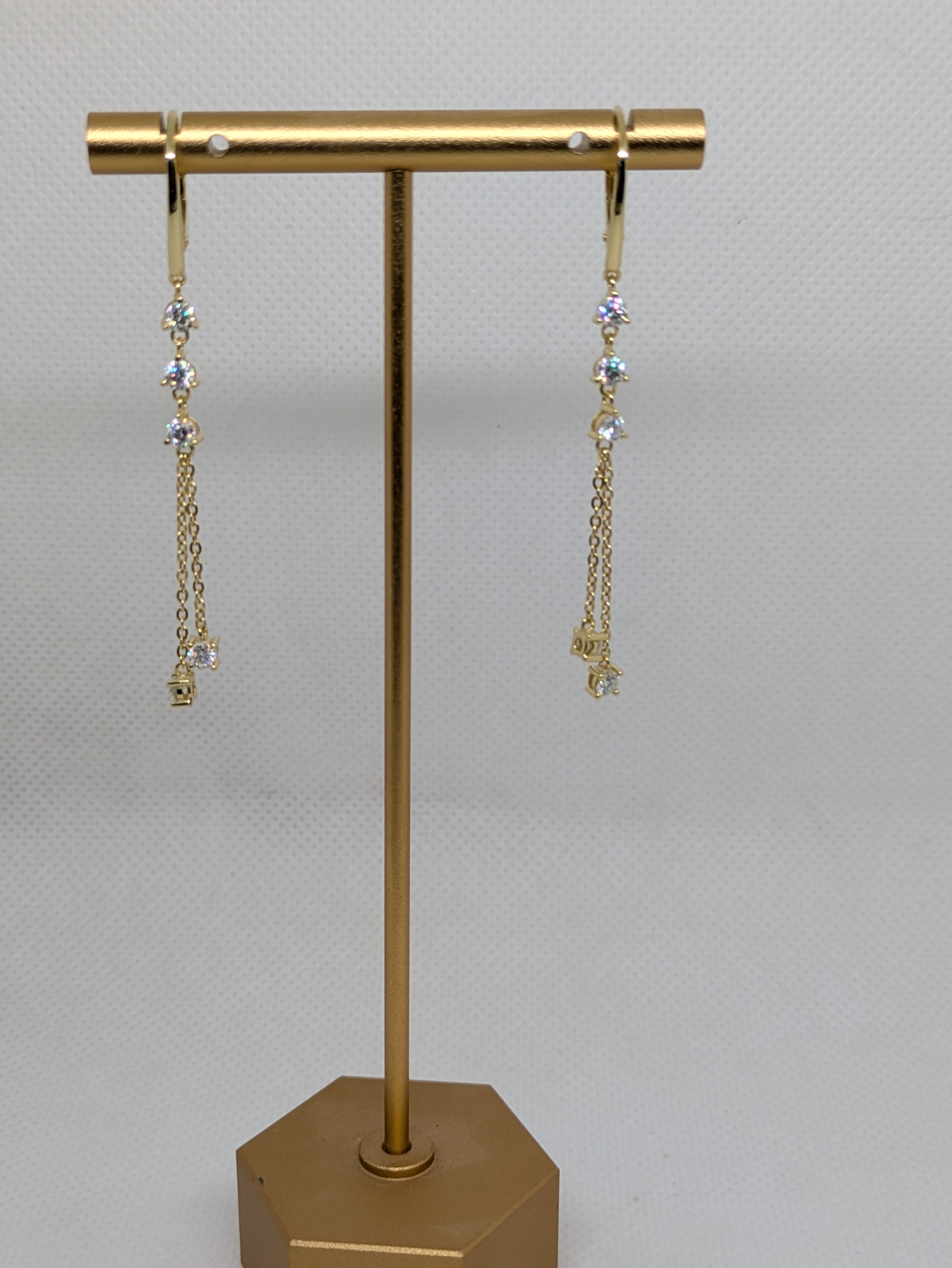Moissanite Dangle Chain Earrings | D-Color Lever Back | Silver & Gold | 1 CTW