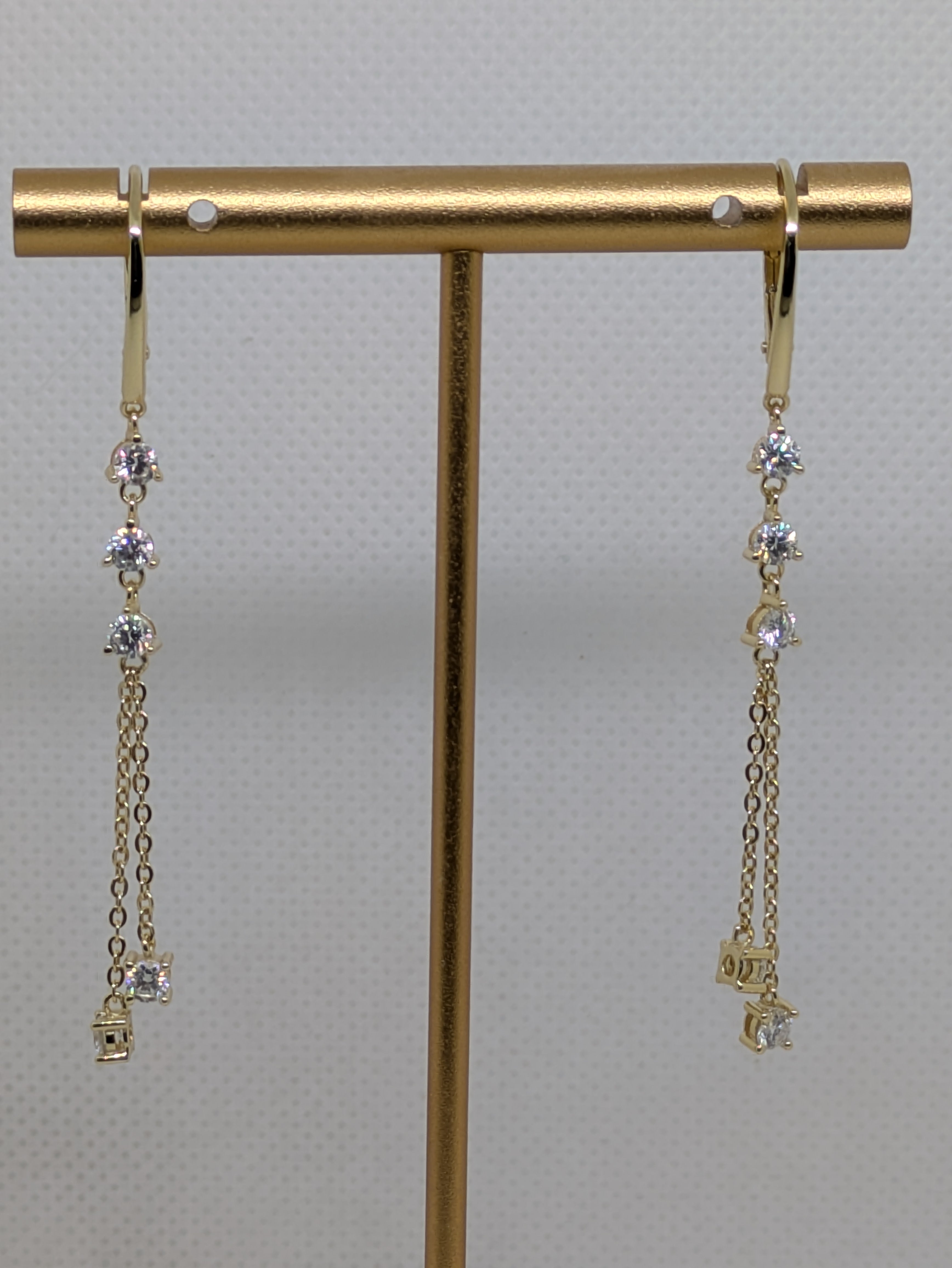 Moissanite Dangle Chain Earrings | D-Color Lever Back | Silver & Gold | 1 CTW