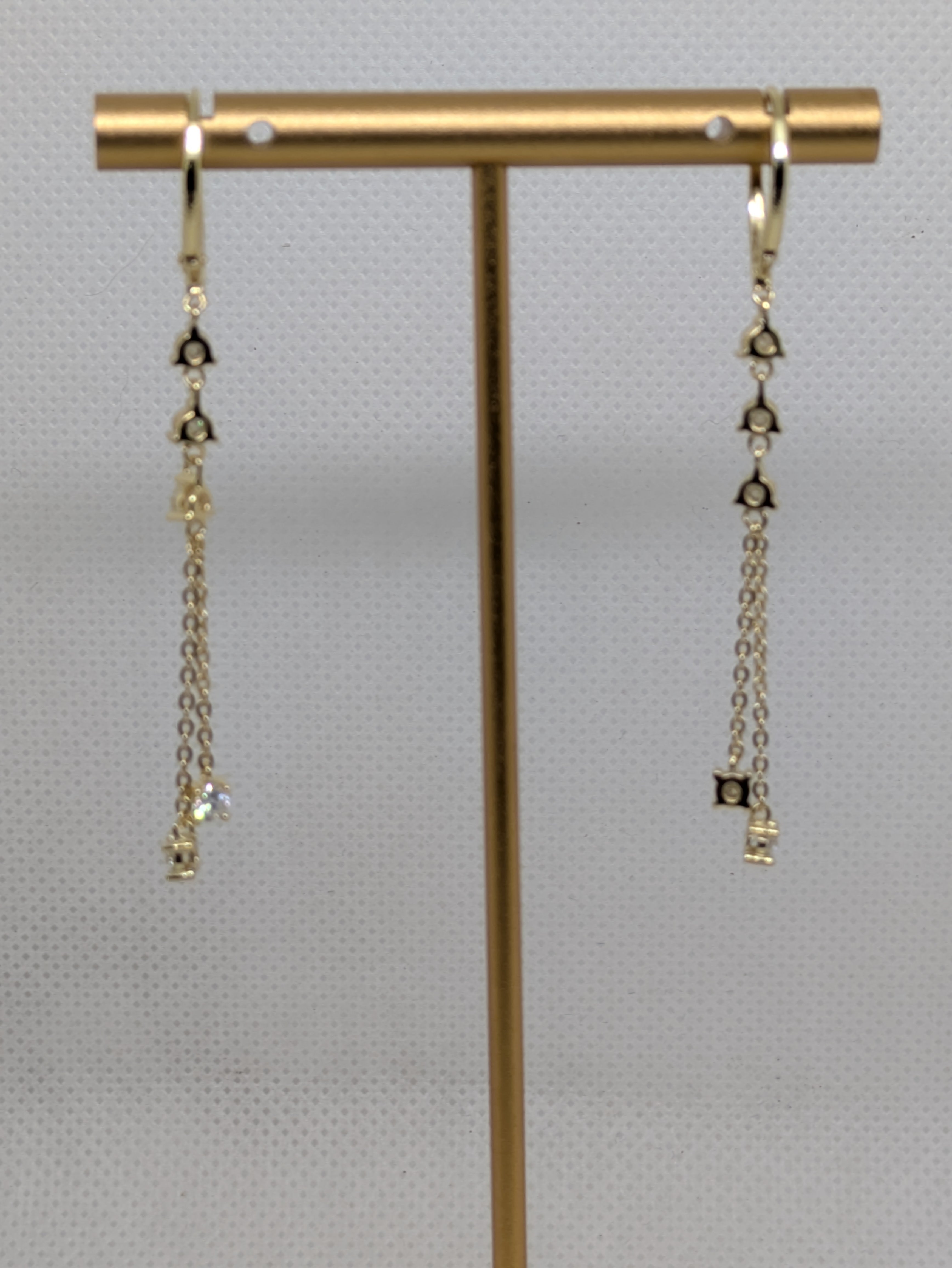 Moissanite Dangle Chain Earrings | D-Color Lever Back | Silver & Gold | 1 CTW