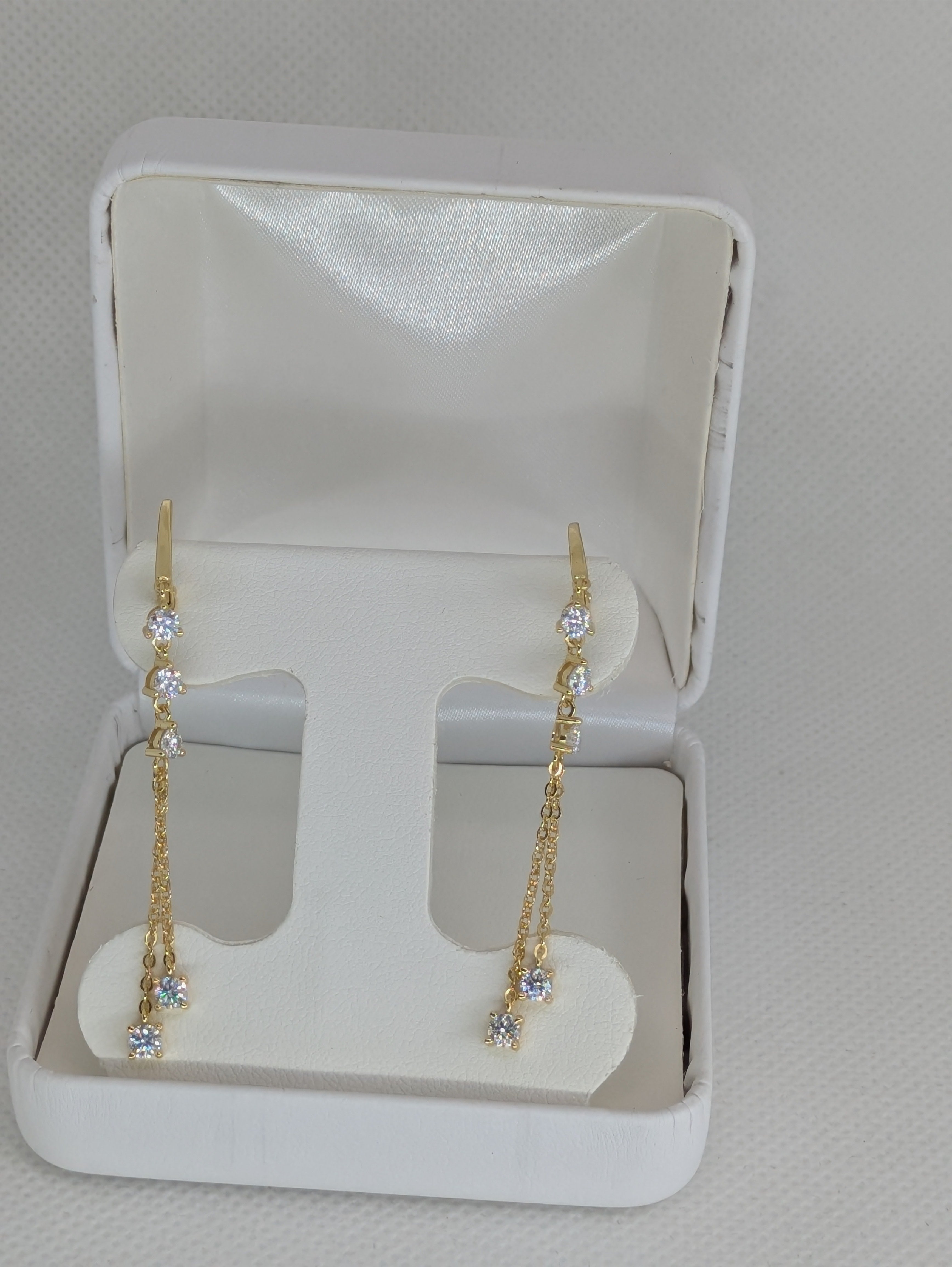 Moissanite Dangle Chain Earrings | D-Color Lever Back | Silver & Gold | 1 CTW