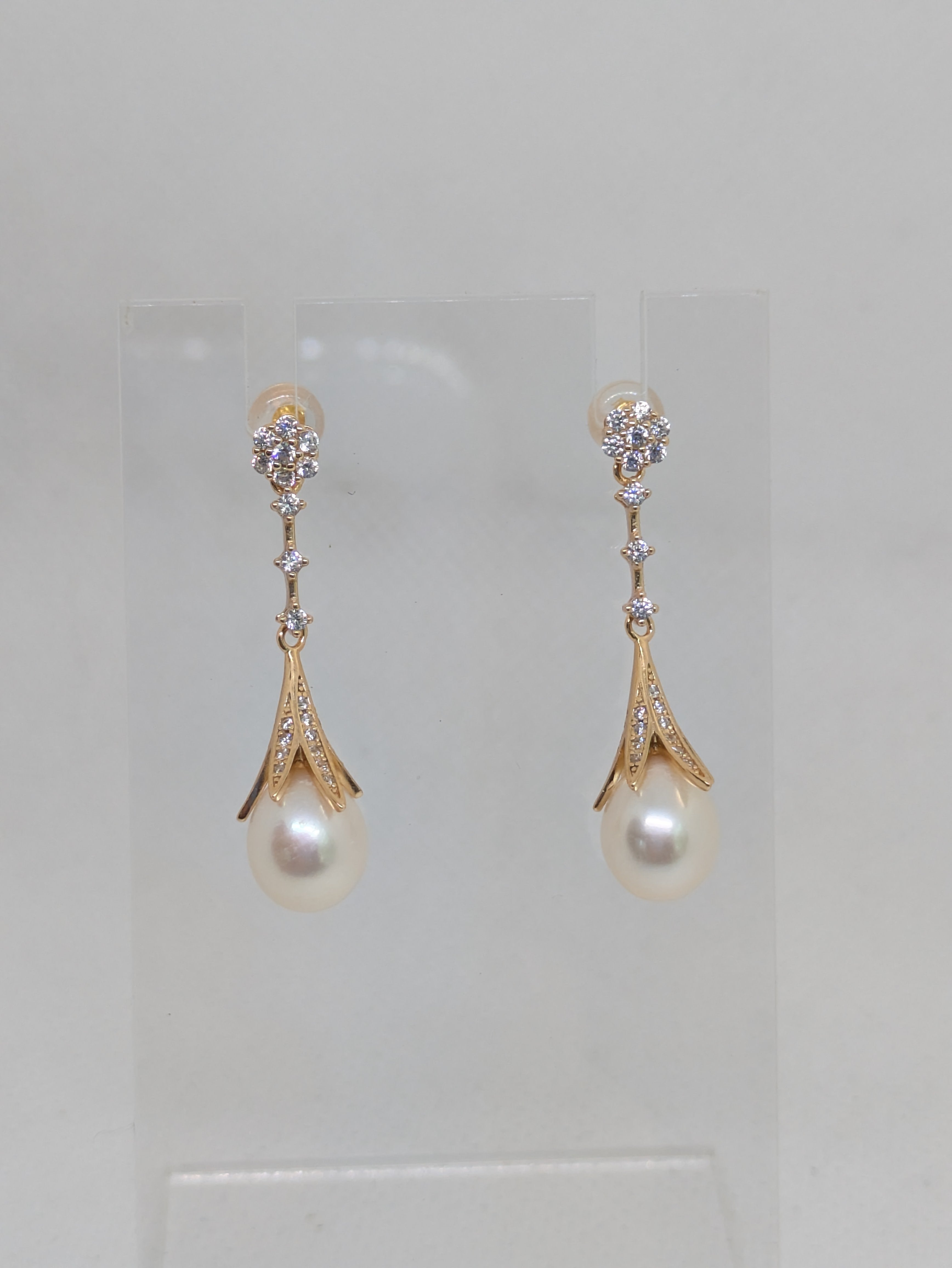 Cultured Pearl Drop Earrings with Post Back - Sterling Silver