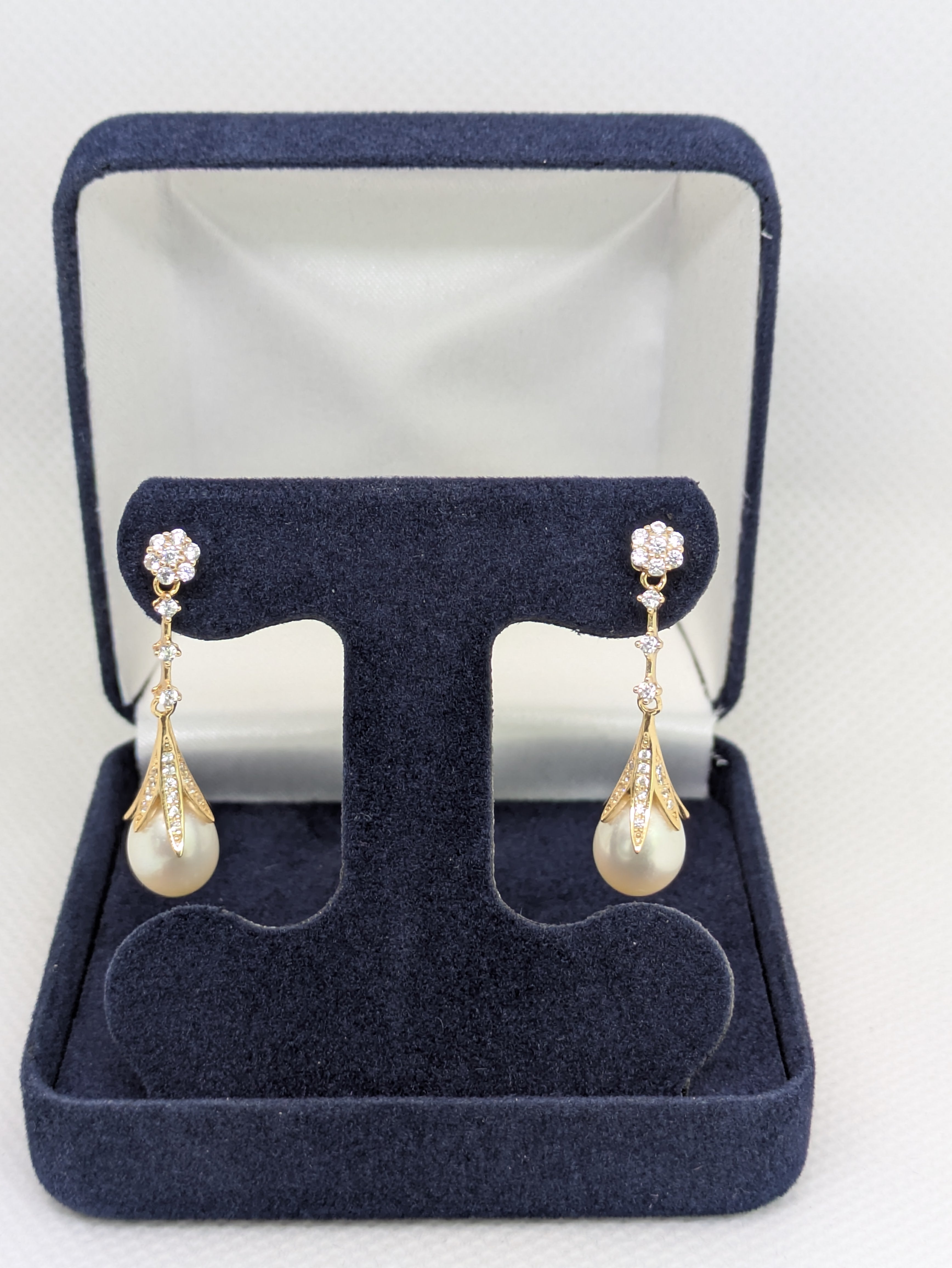 Cultured Pearl Drop Earrings with Post Back - Sterling Silver