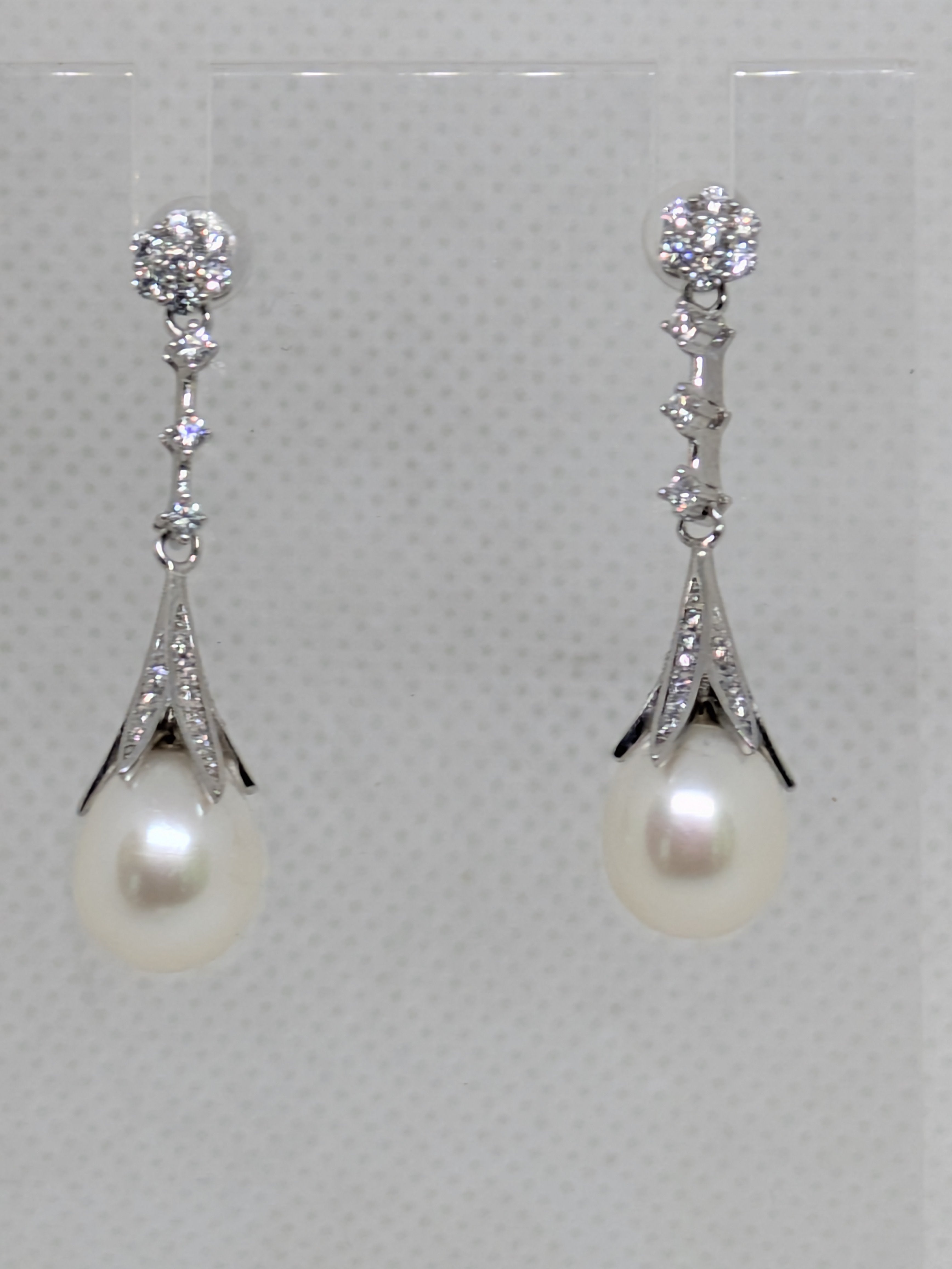 Cultured Pearl Drop Earrings with Post Back - Sterling Silver