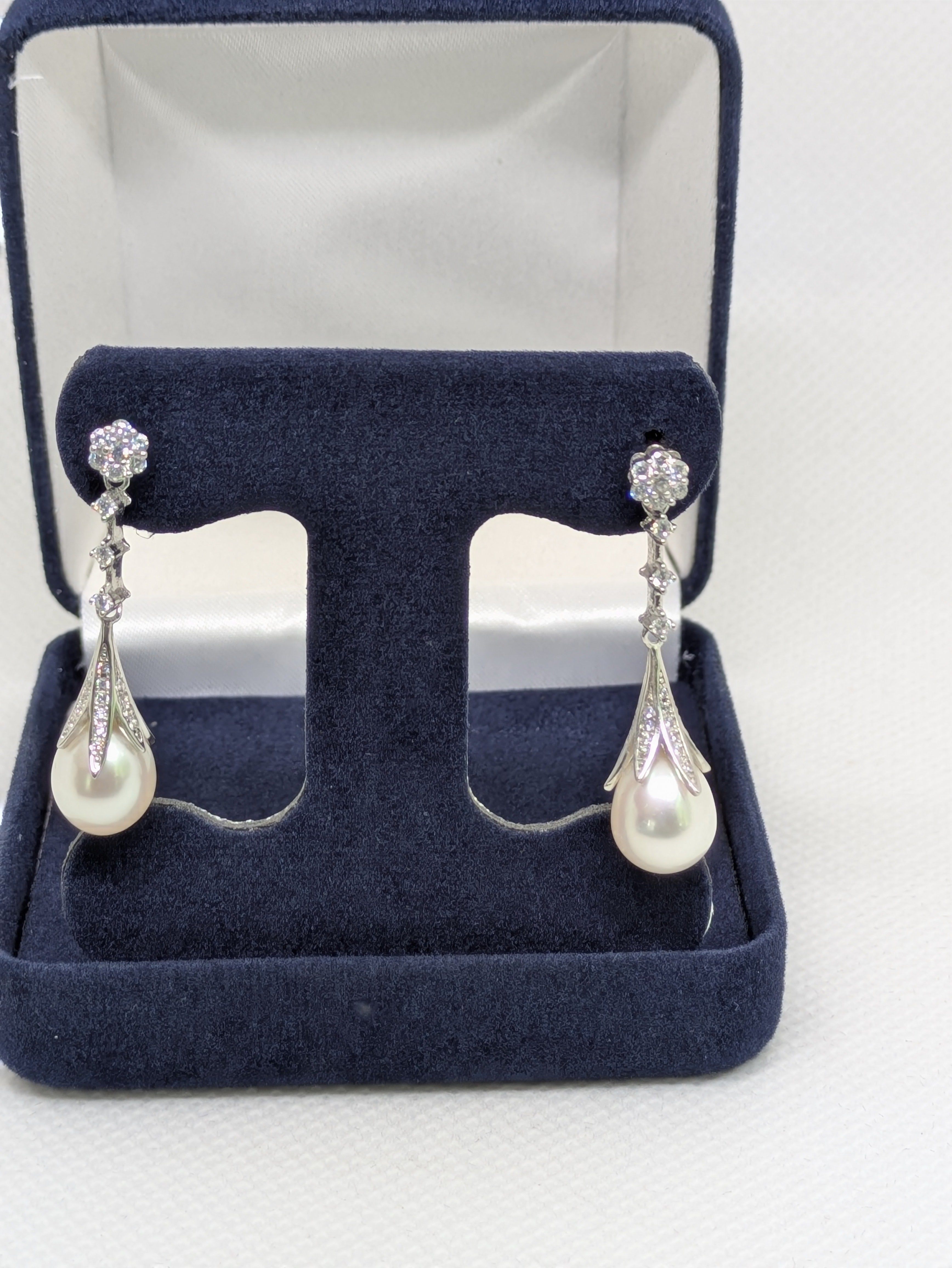 Cultured Pearl Drop Earrings with Post Back - Sterling Silver
