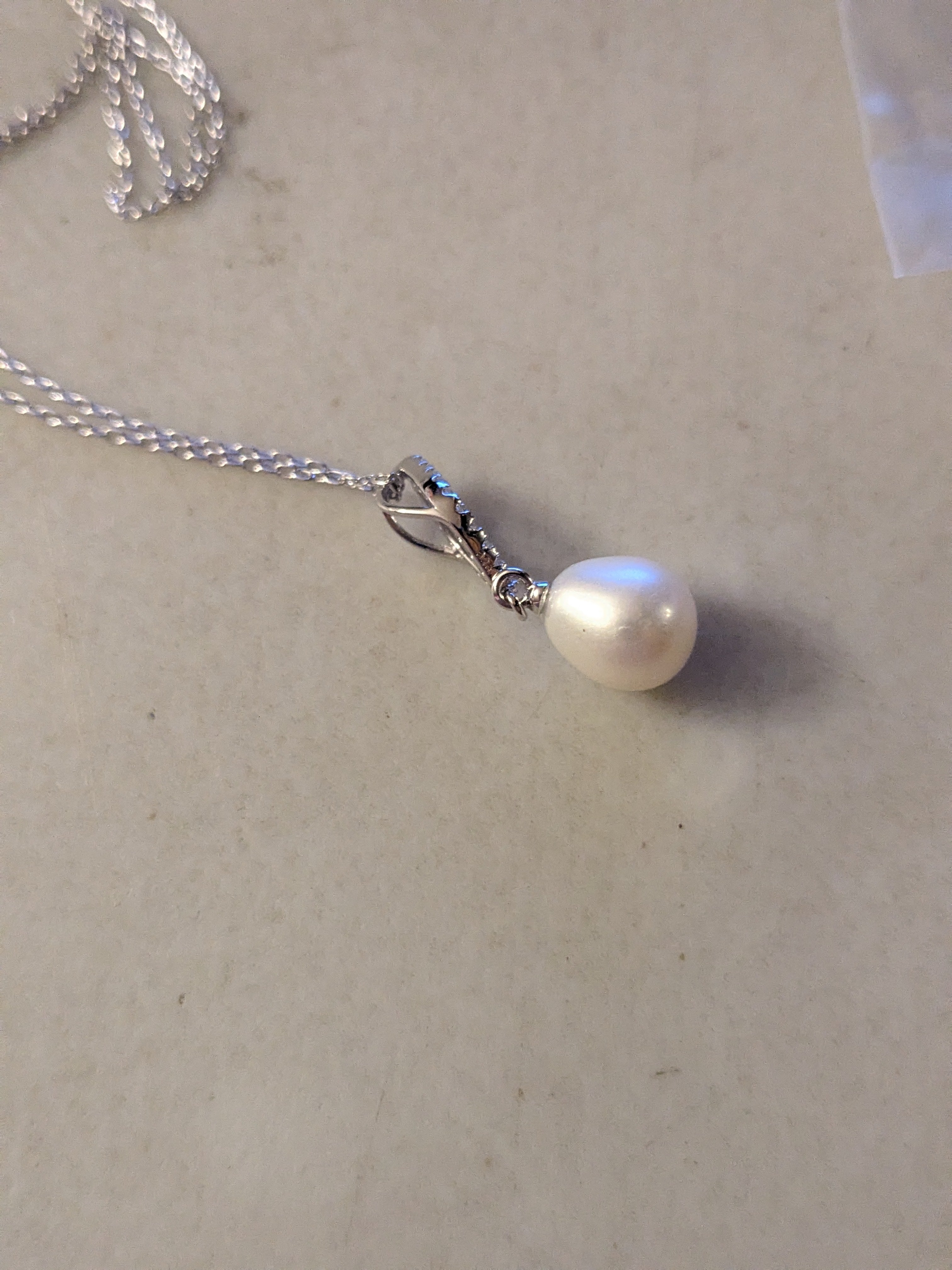 Freshwater Pearl Necklace set in Sterling Silver with optional matching earrings