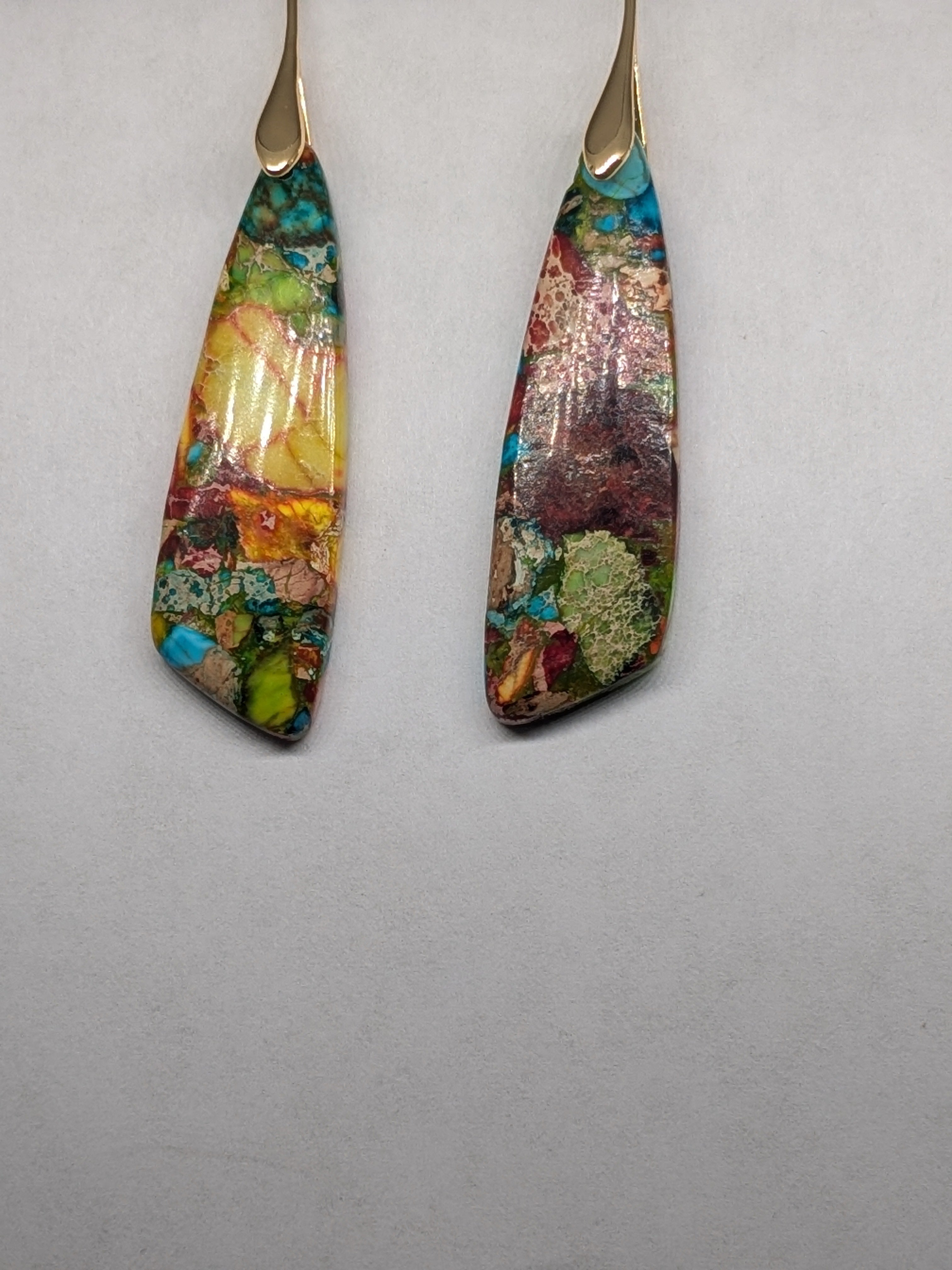 Natural Stone Earrings in a variety of colors solid silver or gold hook Bohemian Boho