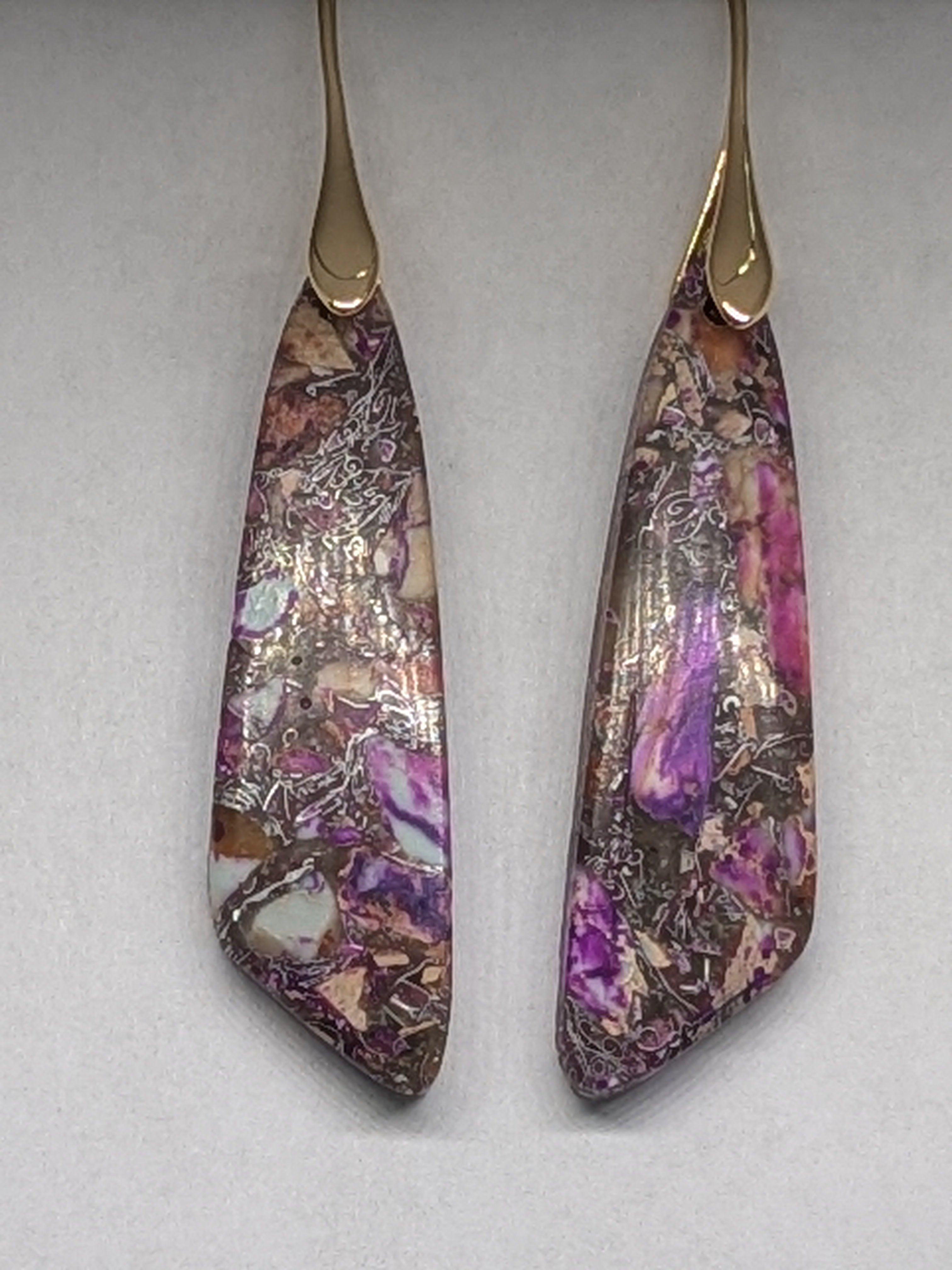 Natural Stone Earrings in a variety of colors solid silver or gold hook Bohemian Boho