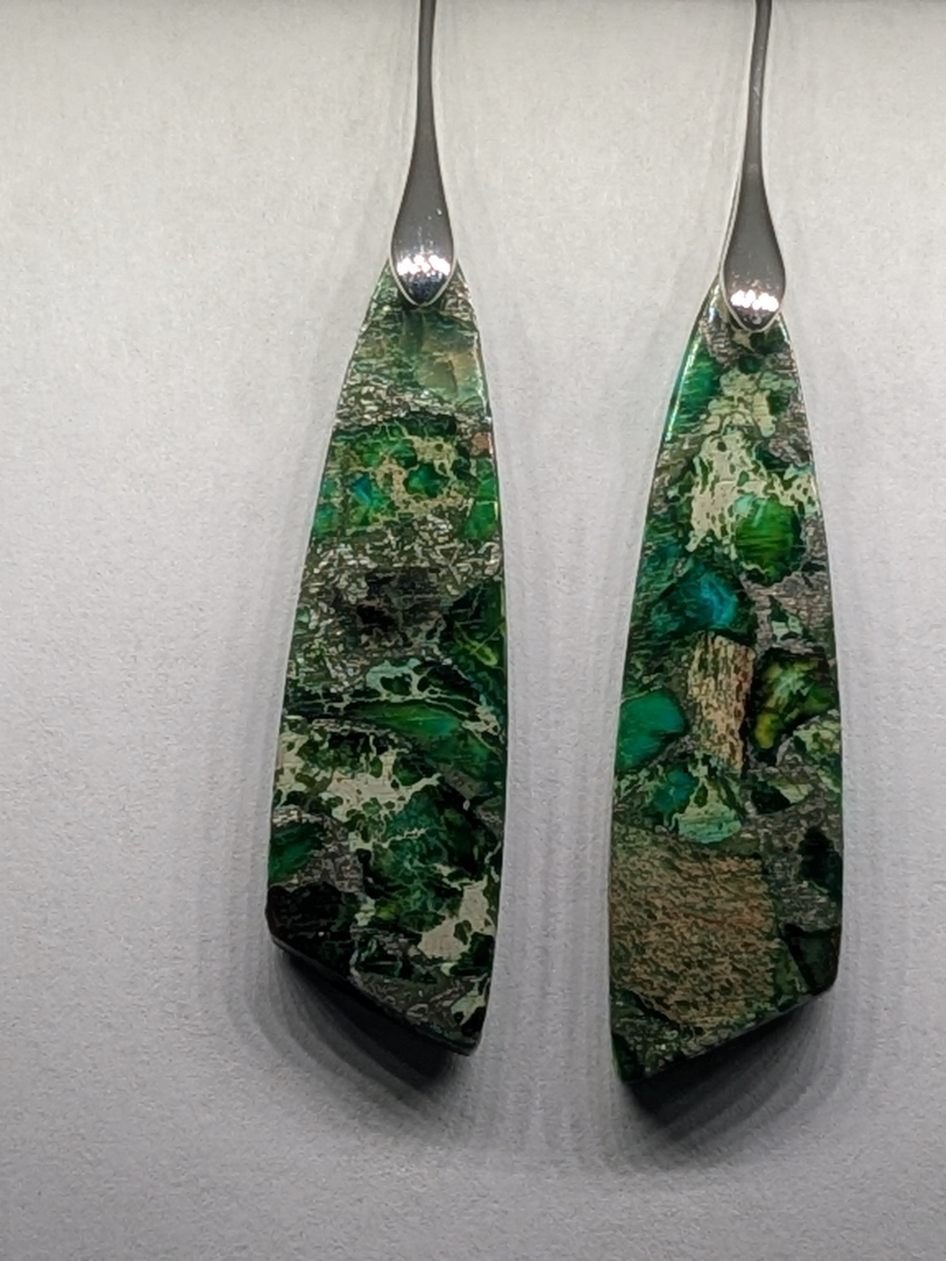Natural Stone Earrings in a variety of colors solid silver or gold hook Bohemian Boho
