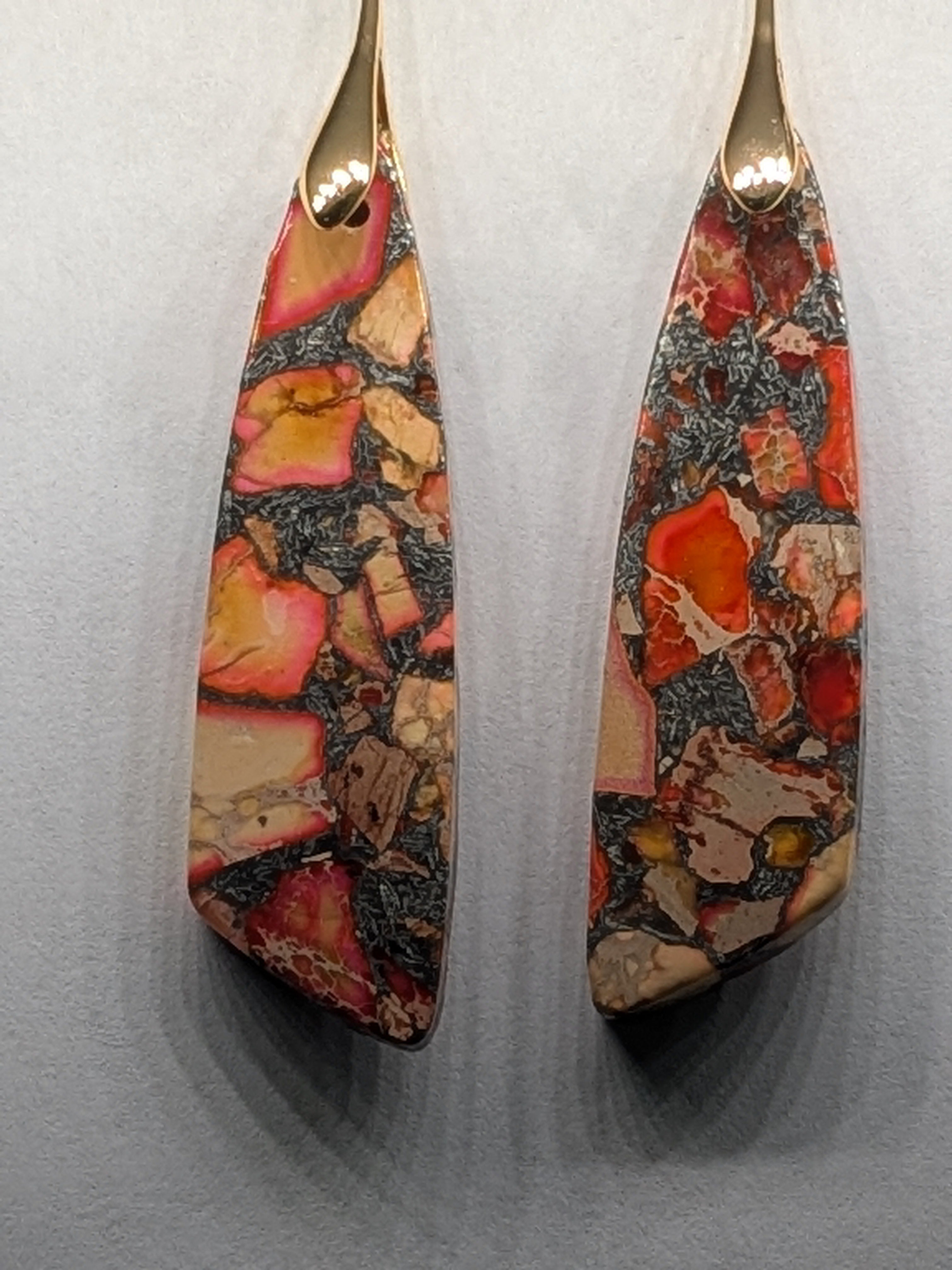 Natural Stone Earrings in a variety of colors solid silver or gold hook Bohemian Boho