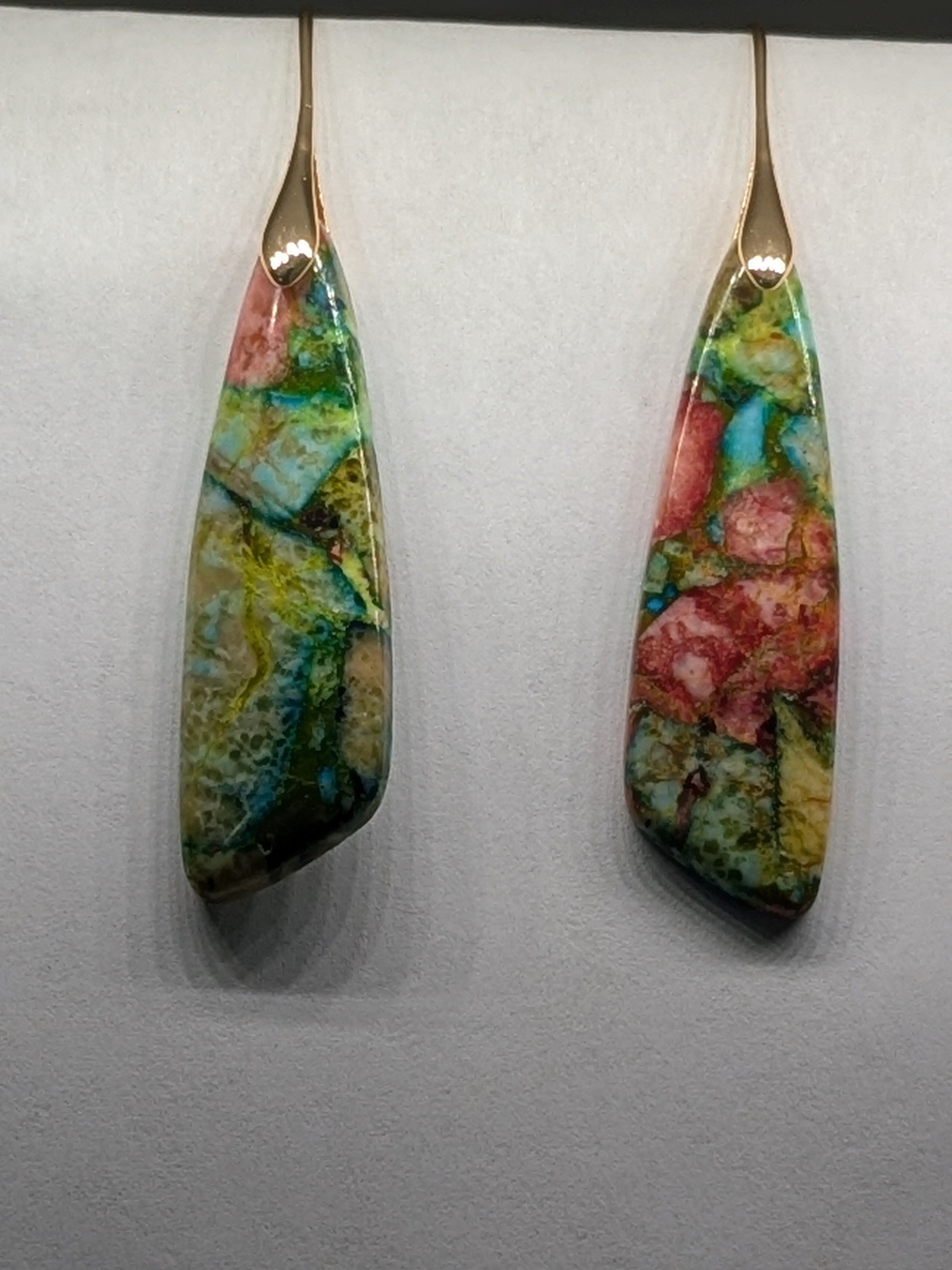 Natural Stone Earrings in a variety of colors solid silver or gold hook Bohemian Boho