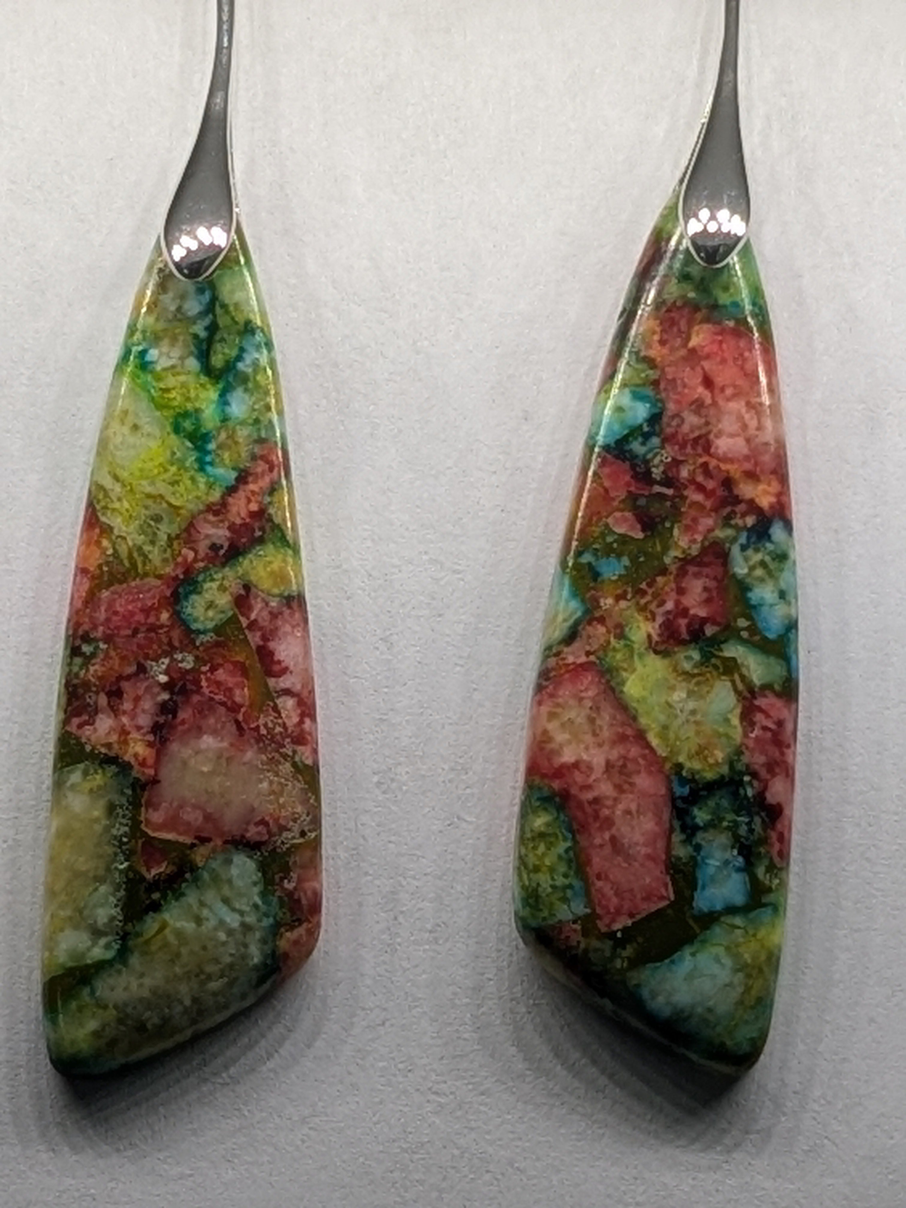 Natural Stone Earrings in a variety of colors solid silver or gold hook Bohemian Boho