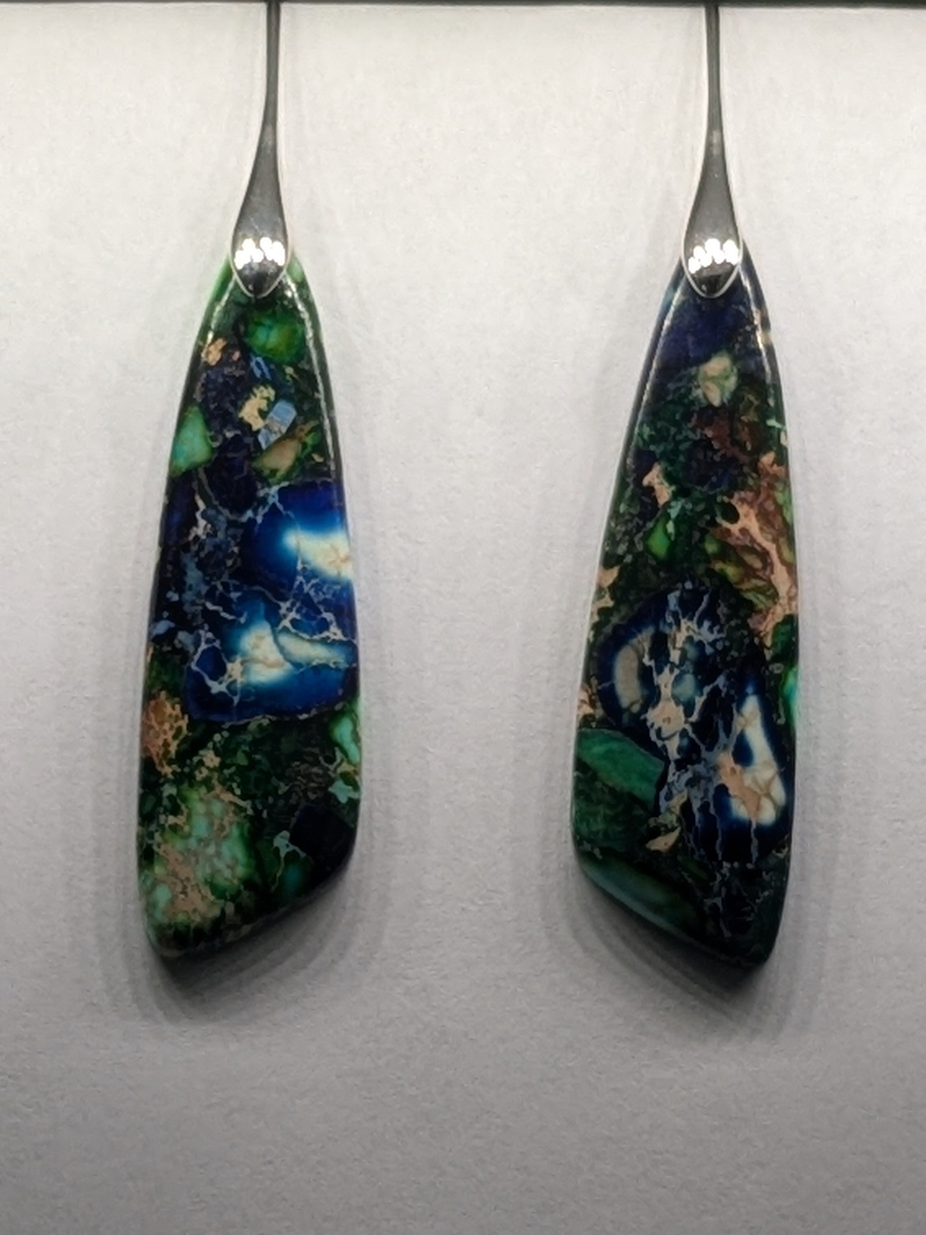 Natural Stone Earrings in a variety of colors solid silver or gold hook Bohemian Boho