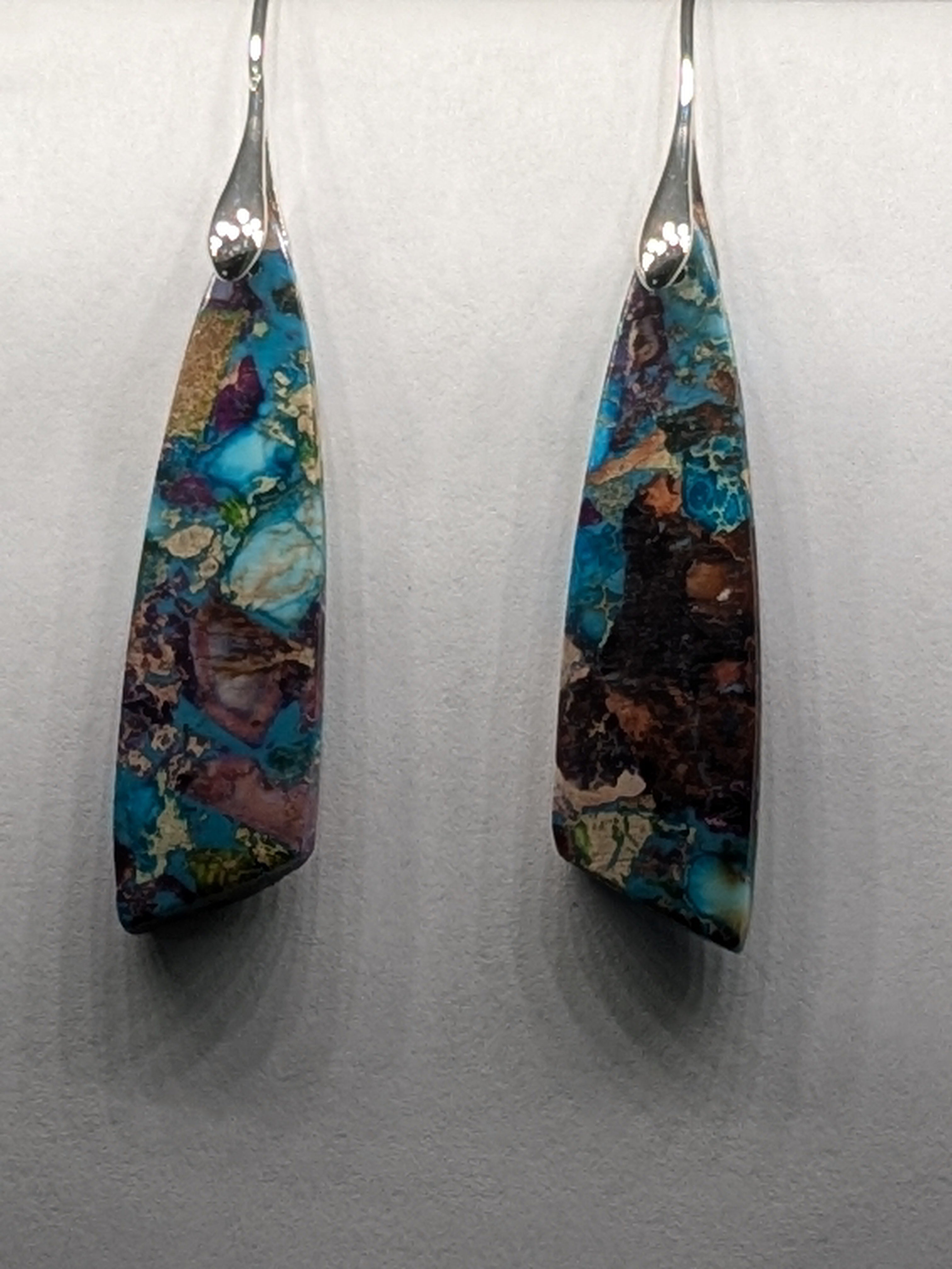 Natural Stone Earrings in a variety of colors solid silver or gold hook Bohemian Boho