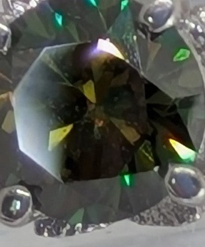 1ct Faceted Green Quartz Solitaire Ring with Micro‑Pavé White Topaz | Sterling Silver