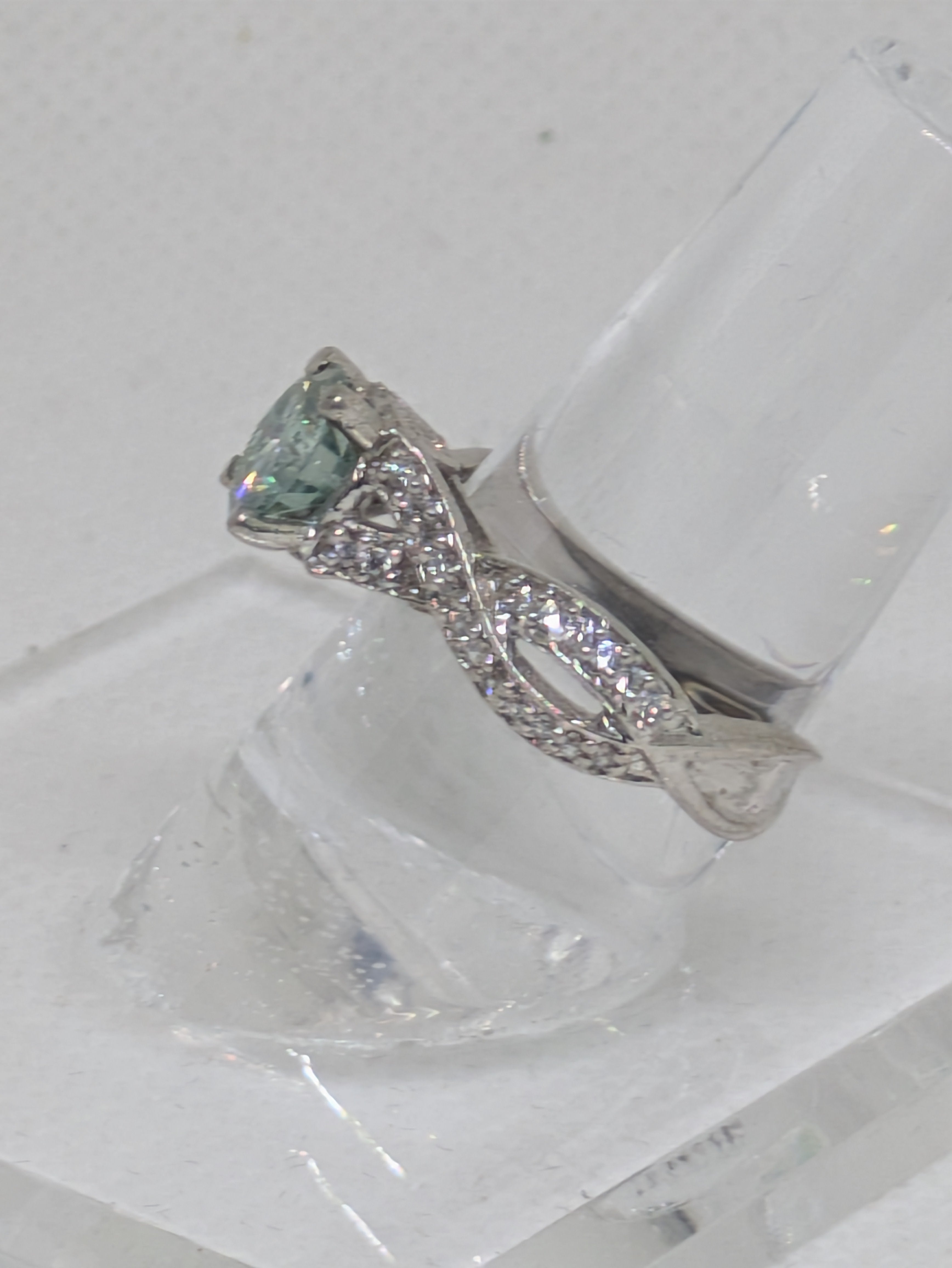 Rainbow‑Fire Moissanite Crossover Ring – 1cttw – 925 Sterling - Presentation Box Included
